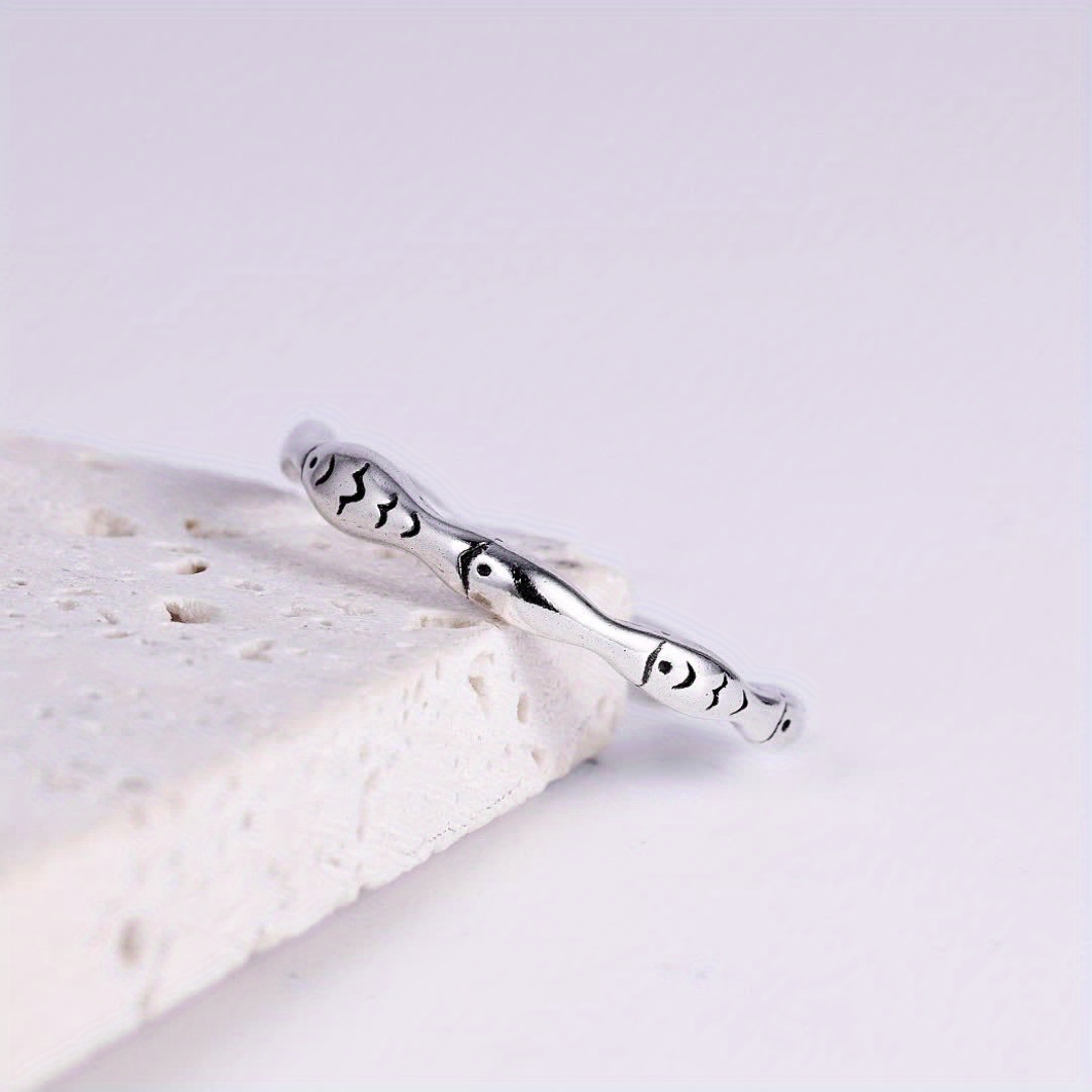 Women's 925 Pure Silver Small Fish Open Ring