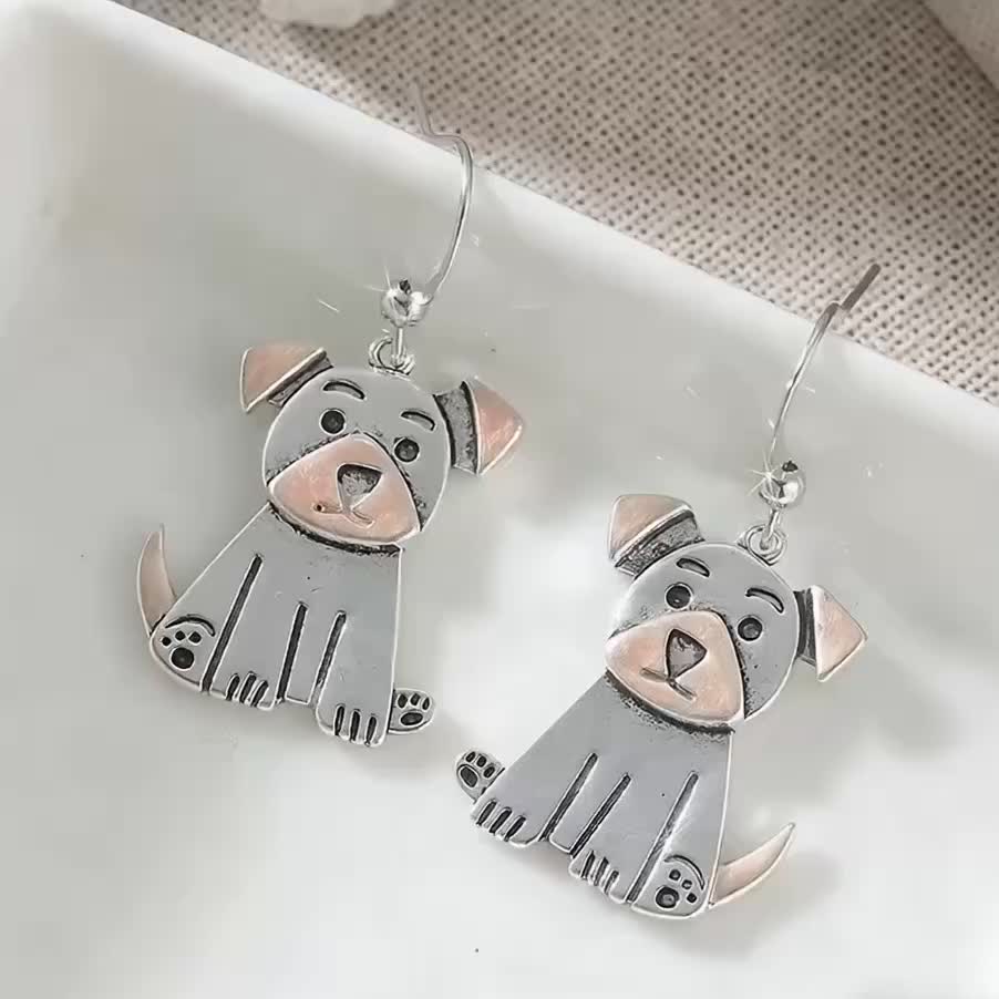 Women's Retro Cartoon Mismatched Cute Dog Earrings