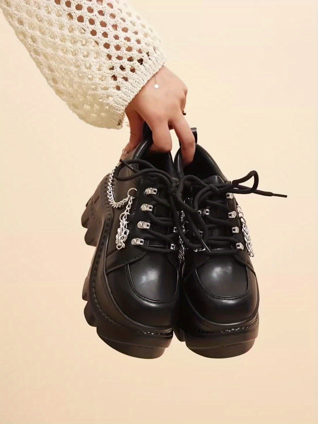 Women's Solid Color Round Toe Lace-Up Ankle Boots