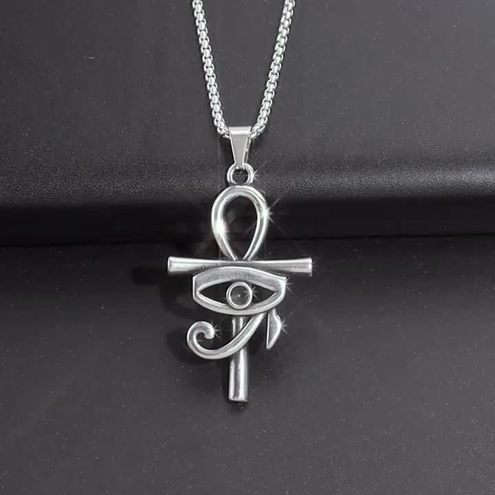 Retro Ethnic Style Eye of Horus Ankha Cross Pendant Necklace