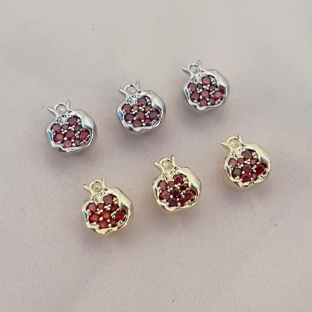 Copper Inlaid Synthetic Zirconia Pomegranate Pendant