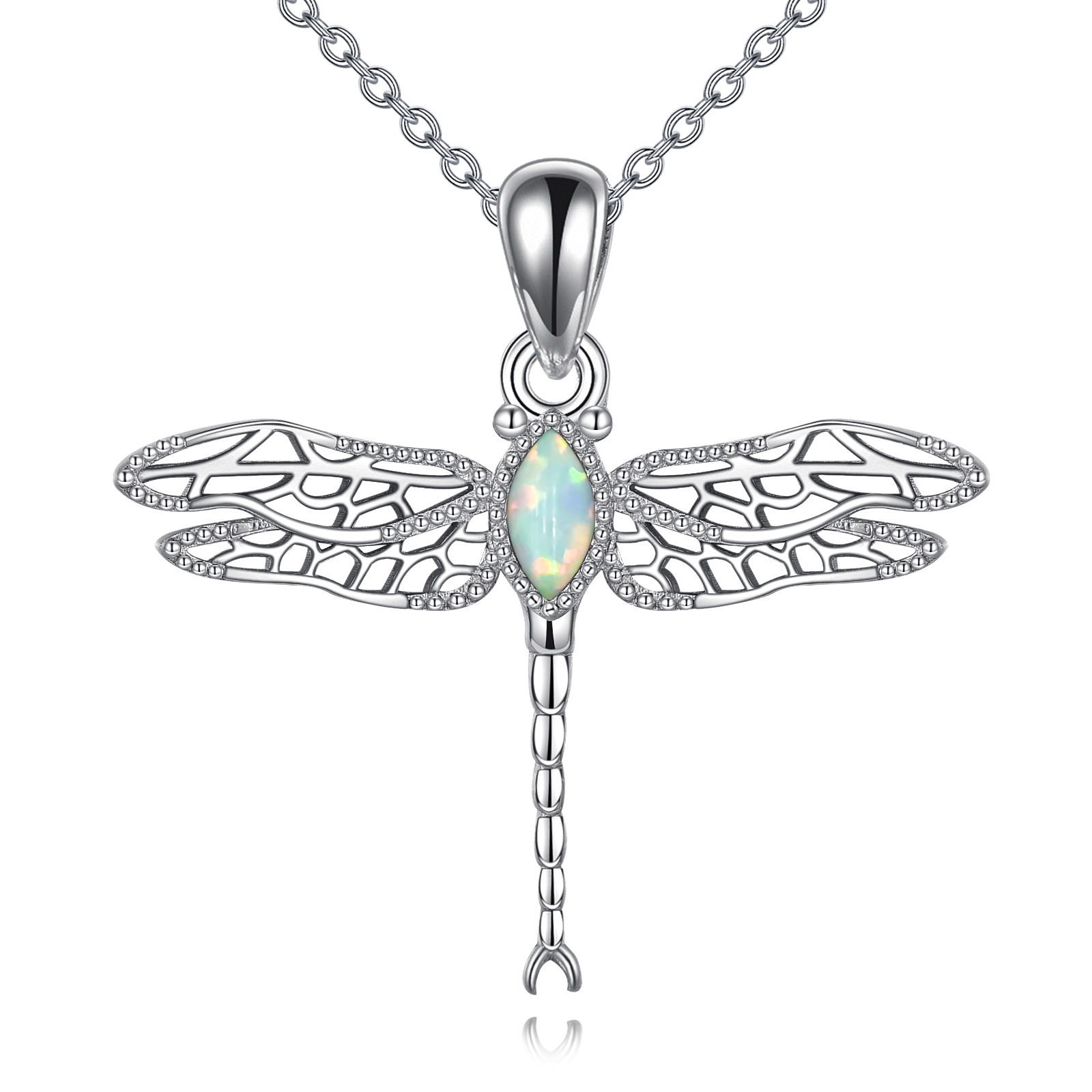 Dragonfly Necklace For Women Sterling Silvery Dragonfly Opal Necklace Dragonfly Pendant Dragonfly Jewelry Gifts For Women Teens Dragonfly Lover