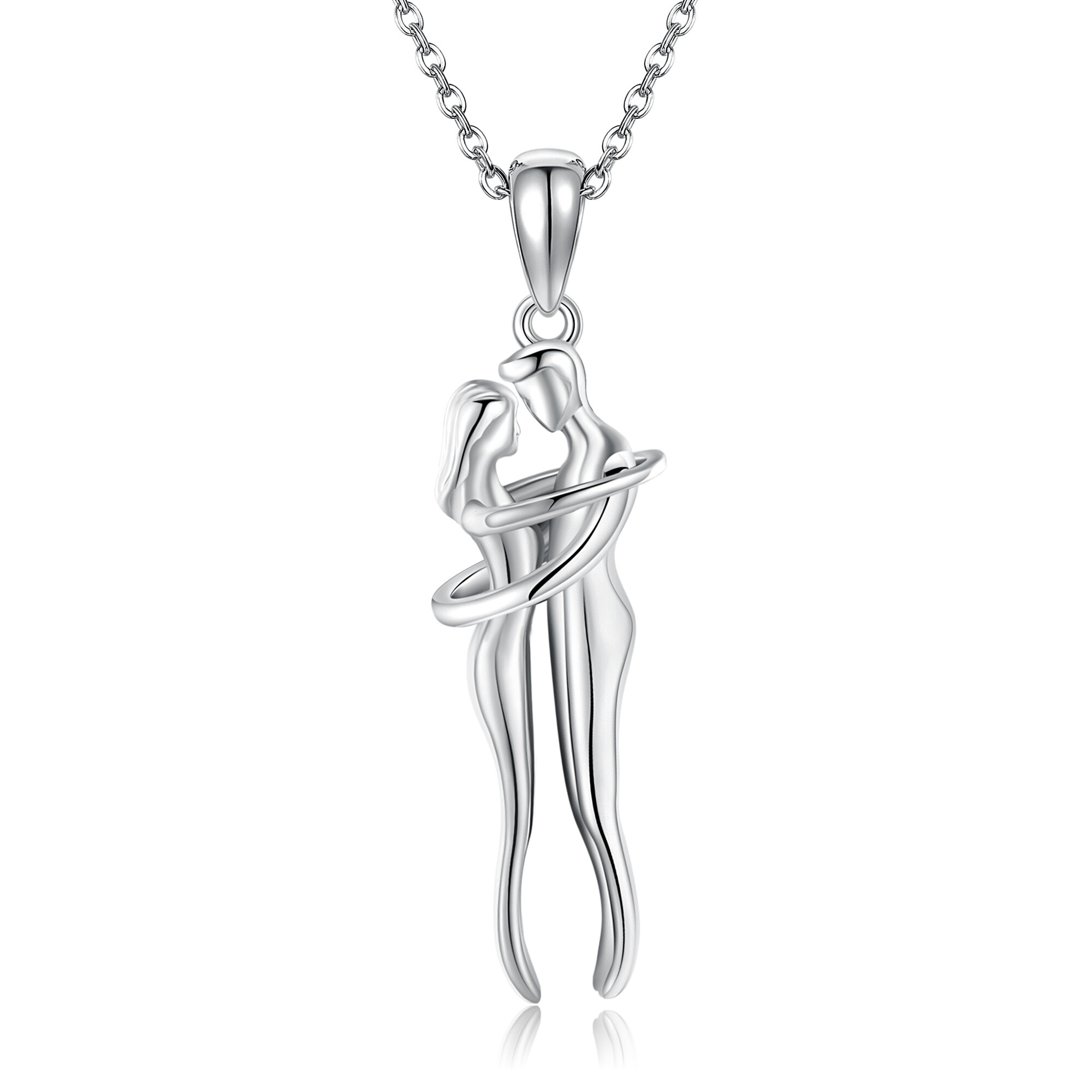 Image of 925 Sterling Silvery Hug Necklace For Everyday Men And Women; Birthday Gifts; Christmas Gifts; Gifts For