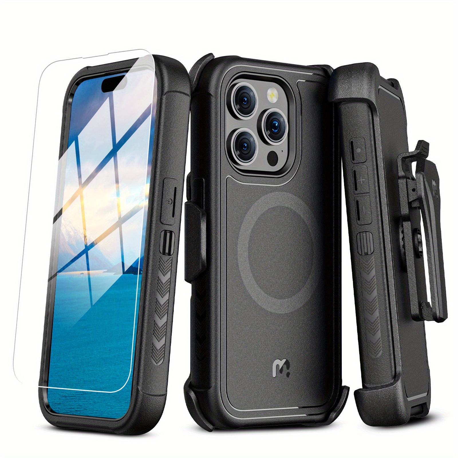 

Pro Series W/ Magnetic Case With Holster And Tempered Glass For Apple 15 Pro (6.1)