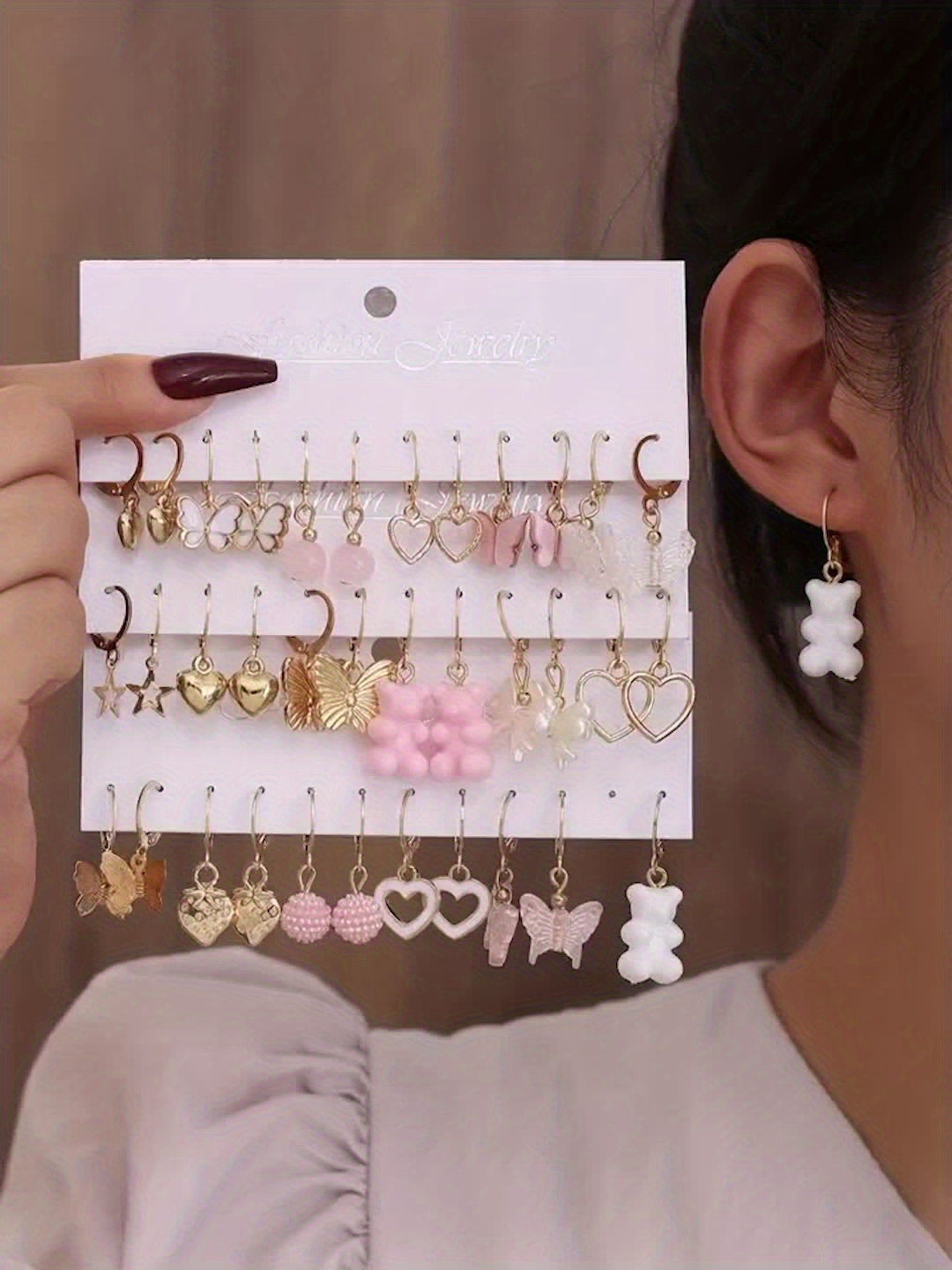 48pcs Cute Multi-Shape Earring Set, Unique Dangle Designs