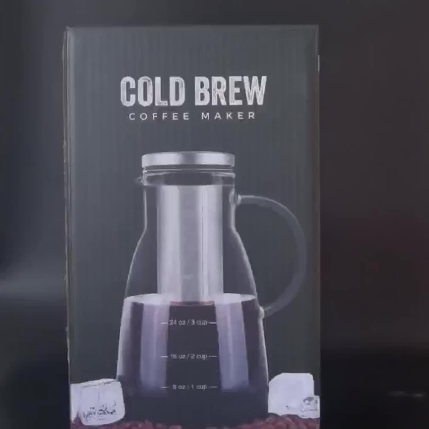24oz Classic Glass Cold Brew Coffee Pitcher, Manual Pour-over Maker