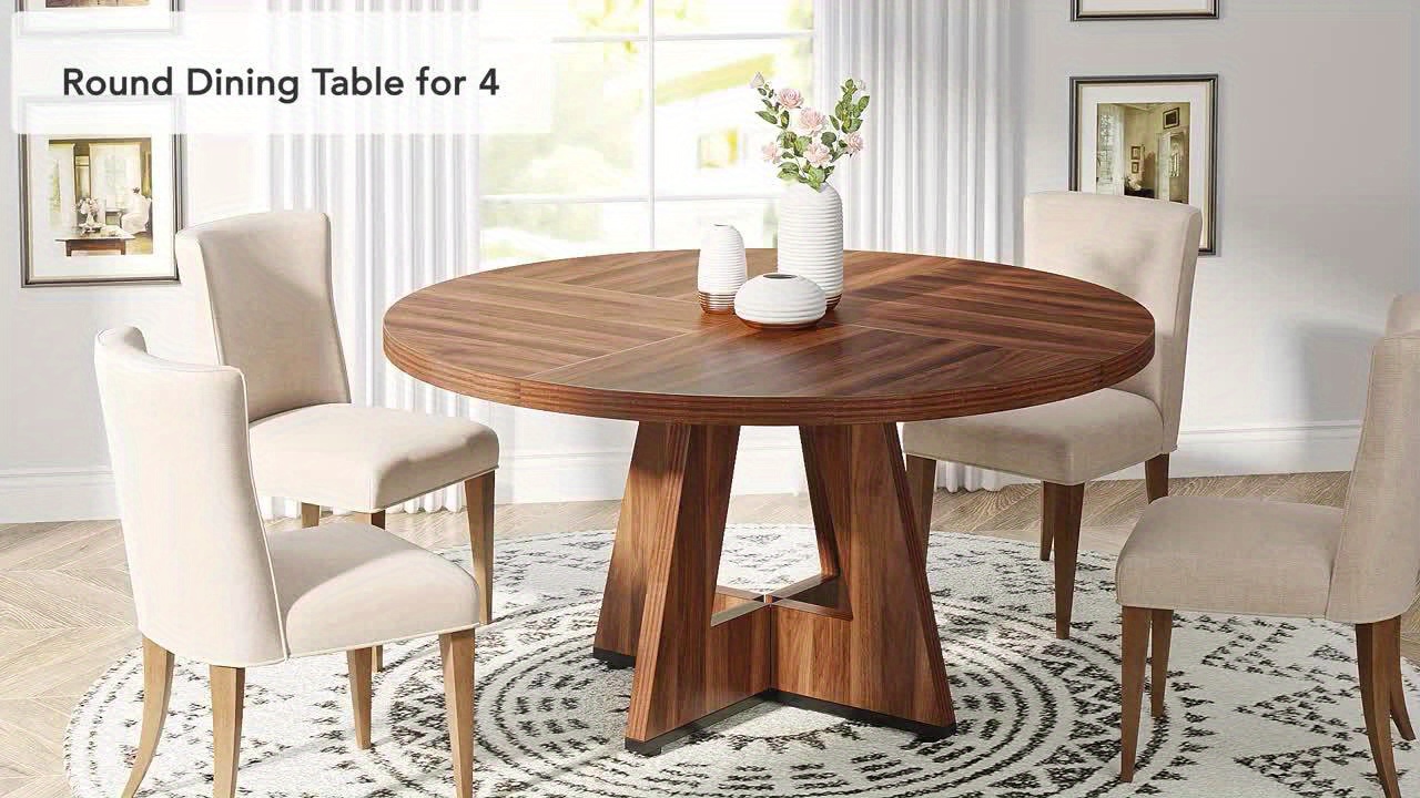 reliable 47 Inch Farmhouse Dining Table, Rustic Round Dinner Table for 4, Ideal for Home Dining Room And Living Room, Offering A Countrified Touch to Your Decor 11 reliable 47 Inch Farmhouse Dining Table, Rustic Round Dinner Table for 4, Ideal for Home Dining Room And Living Room, Offering A Countrified Touch to Your Decor - Image 11