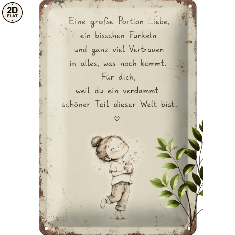 Image of 2d Flat, 1pc Metal Sign. A Big Portion And Sparkle For You Cute Girl Vintage Perfect For Home, Office, Bar, Outdoor Decor 20x30cm 2d Flat, 2d Flat