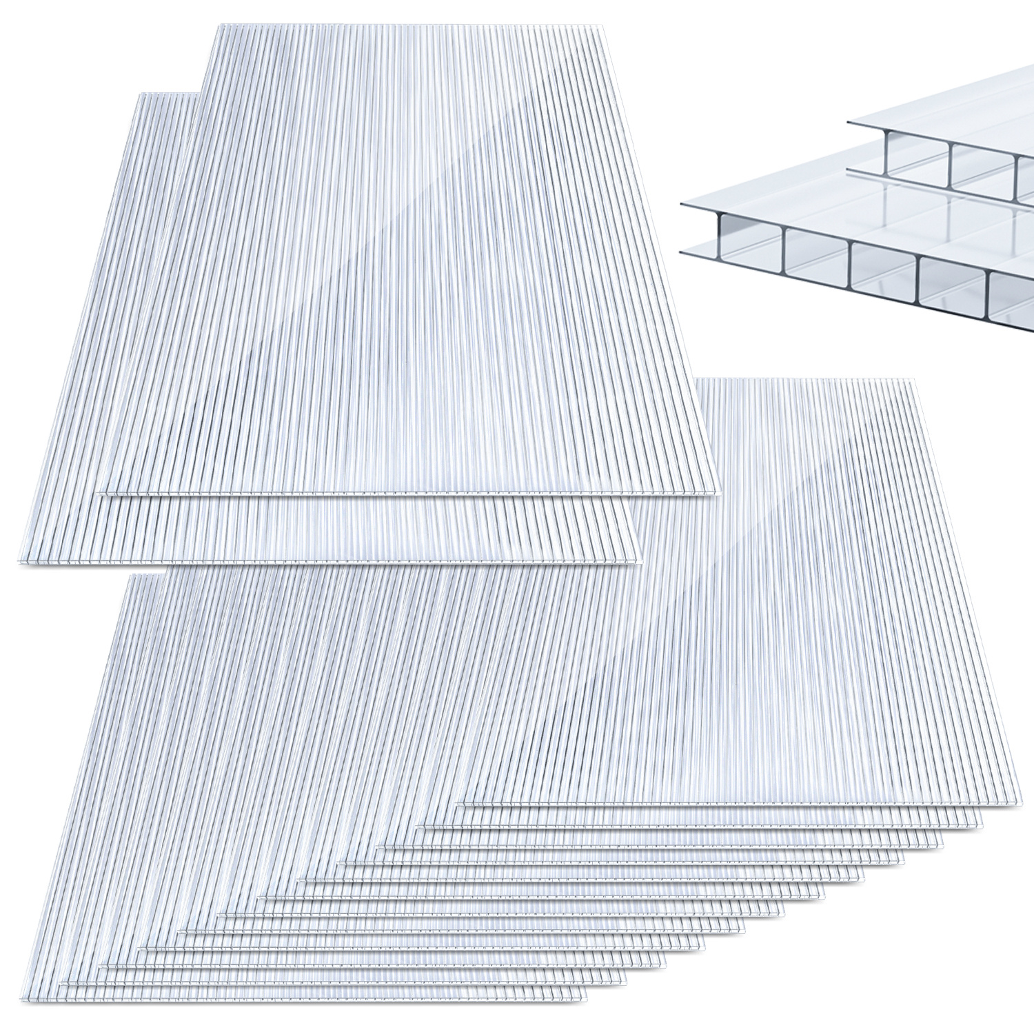 

Sonnewelt 14 Polycarbonate Double Sheets, 60.5 X 121 Cm, Double Sheet 0.6 Kg/m², 4 Mm Polycarbonate Sheet, Uv-resistant Greenhouse Sheet For Greenhouses.