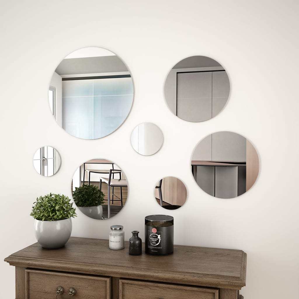 7pcs Wall Mirror Set Round Glass