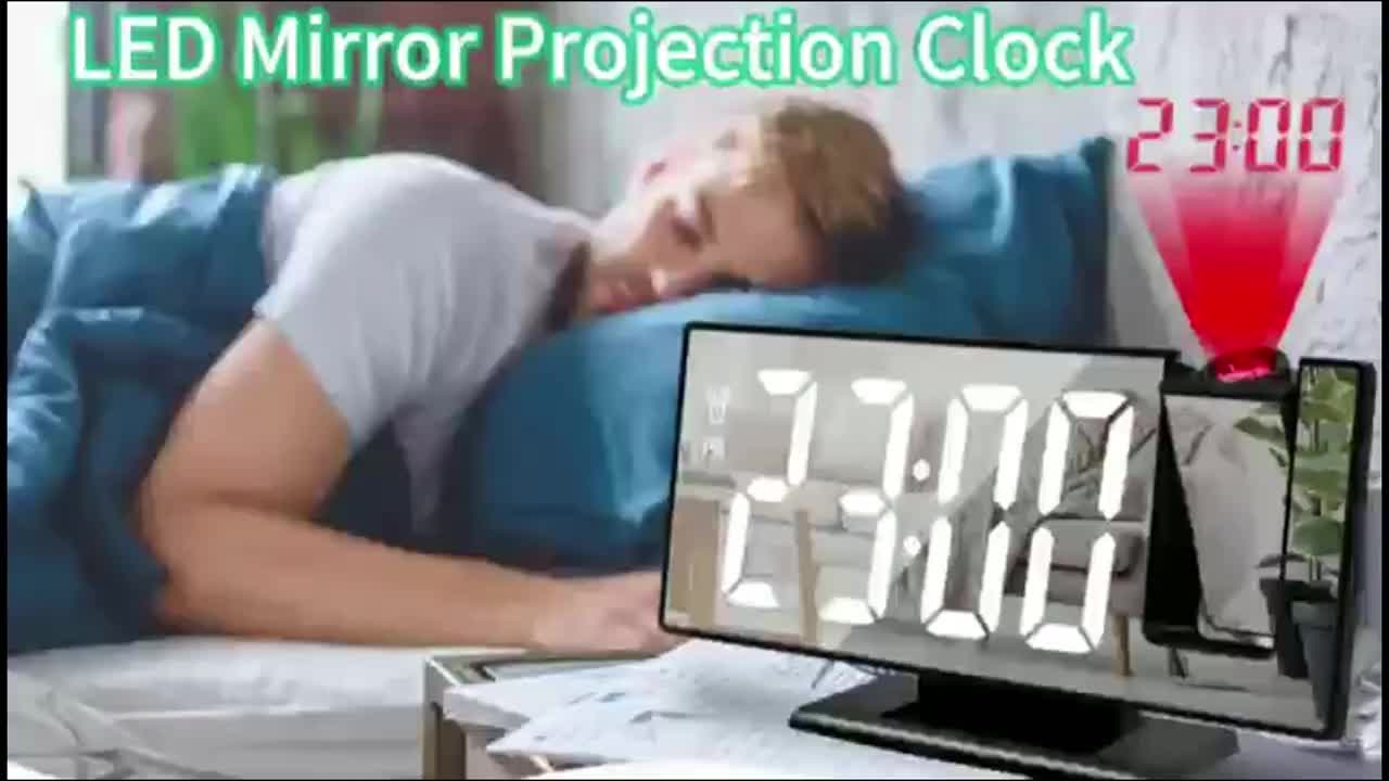 1pc Grande Orologio Proiettore 3d Specchio, Display Temperatura Silenzioso  E Luminosità Automatica - Ottimo Luso In Camera Letto E Comodino, Proiettore  Tavolo - Casa E Cucina - Temu Italy