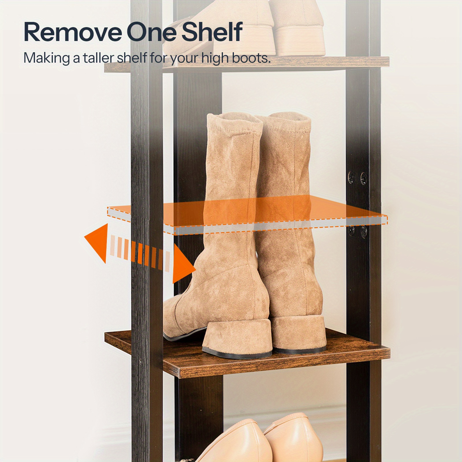 7-Layer Shoe Organizer, Wooden Shoe Storage Rack
