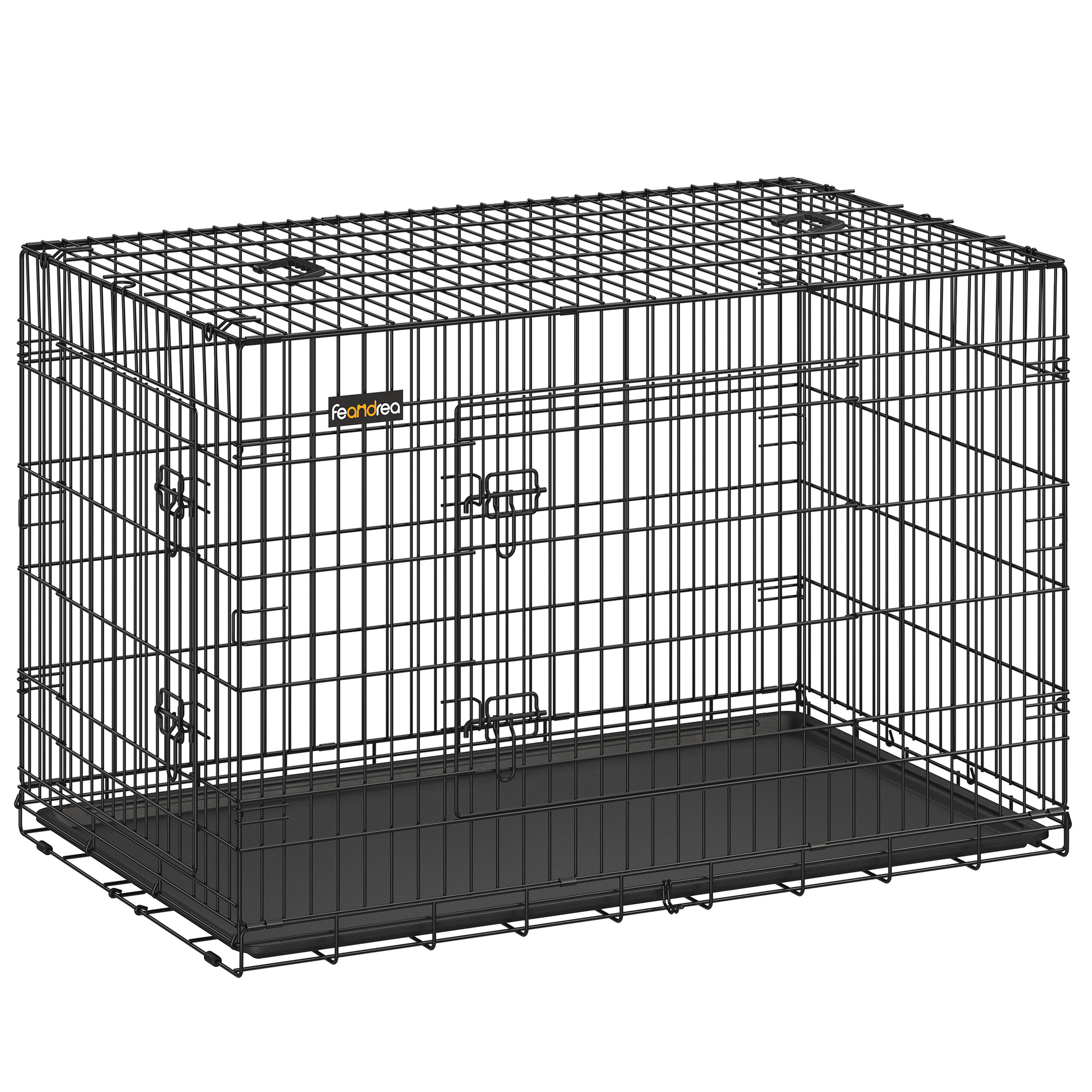 TEMU Cage pour chien 122x74.5x80cm, cage pliable en métal, chenil avec 2 portes, bac amovible, enclos d'intérieur pour chiens de plusieurs tailles,
