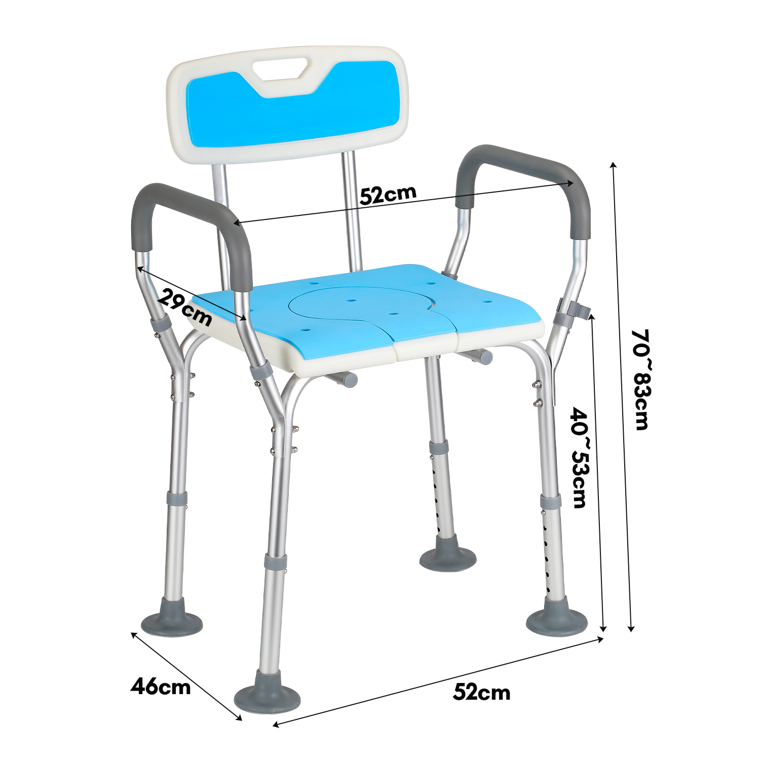 Image of Shower Stool & Toilet Chair For Seniors, 3-in-1 Height-adjustable Toilet Safety Frame, Raised Toilet Seat, Bath Stool For Adults