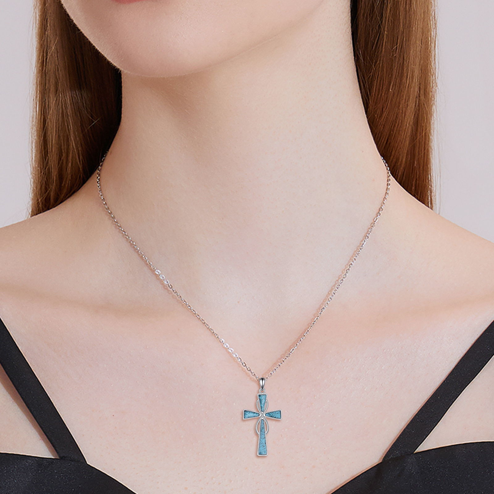 Infinity Cross Necklace 925 Sterling Silver Pendant