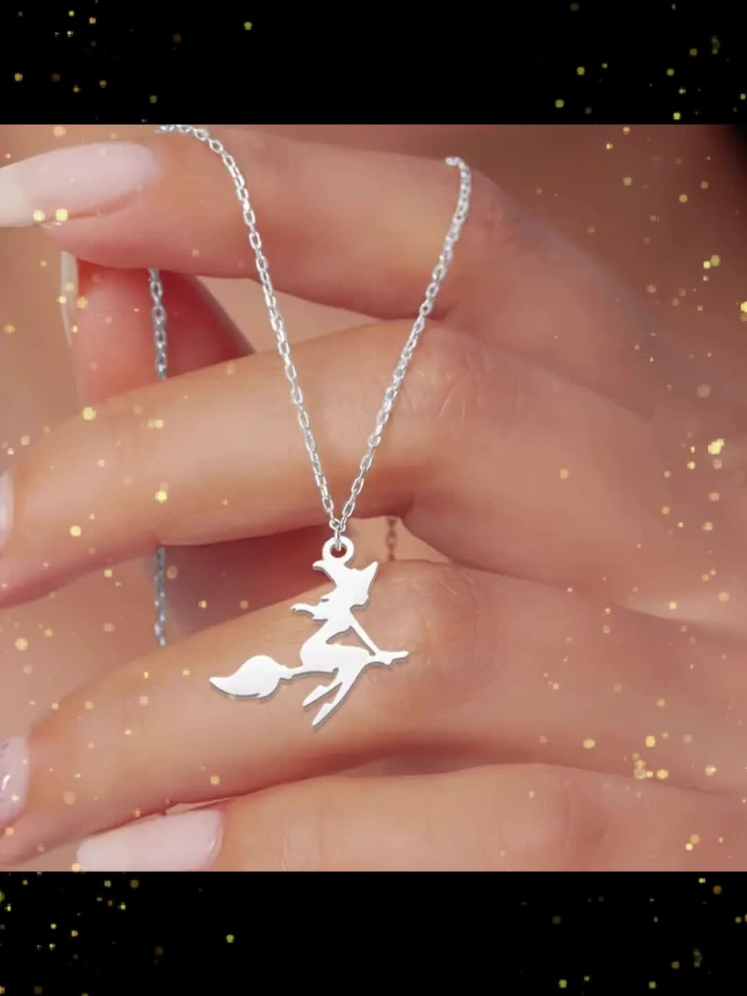 Retro Halloween Witch Pendant Necklace