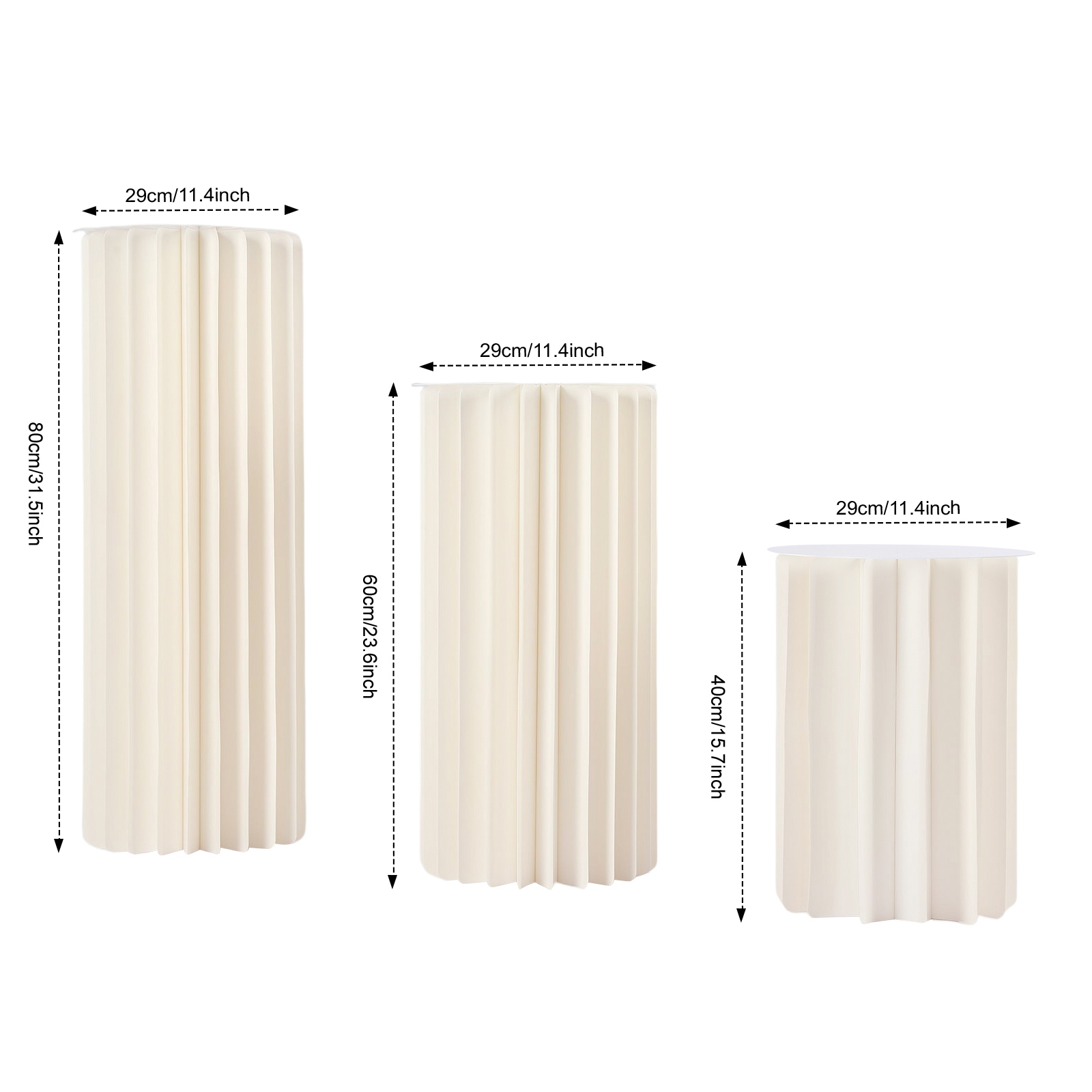 TEMU Quiltern, 3pcs Cardboard Flower Stand Set With Pvc Panels And Decorative Paper, Durable Honeycomb Cylinder Design In 40cm, 60cm, And 80cm ,