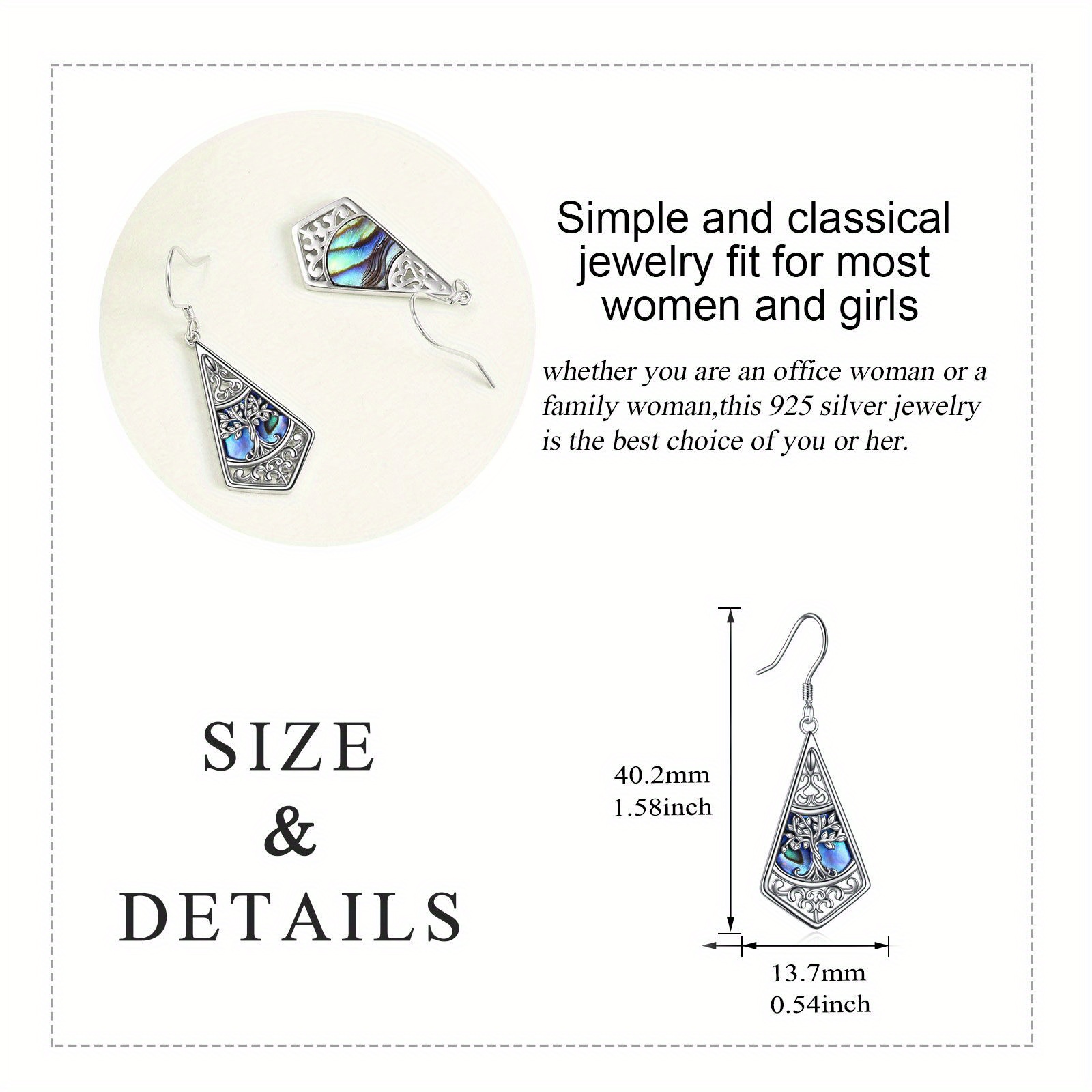 Women's 925 Sterling Silver Tree of Life Dangle Earrings