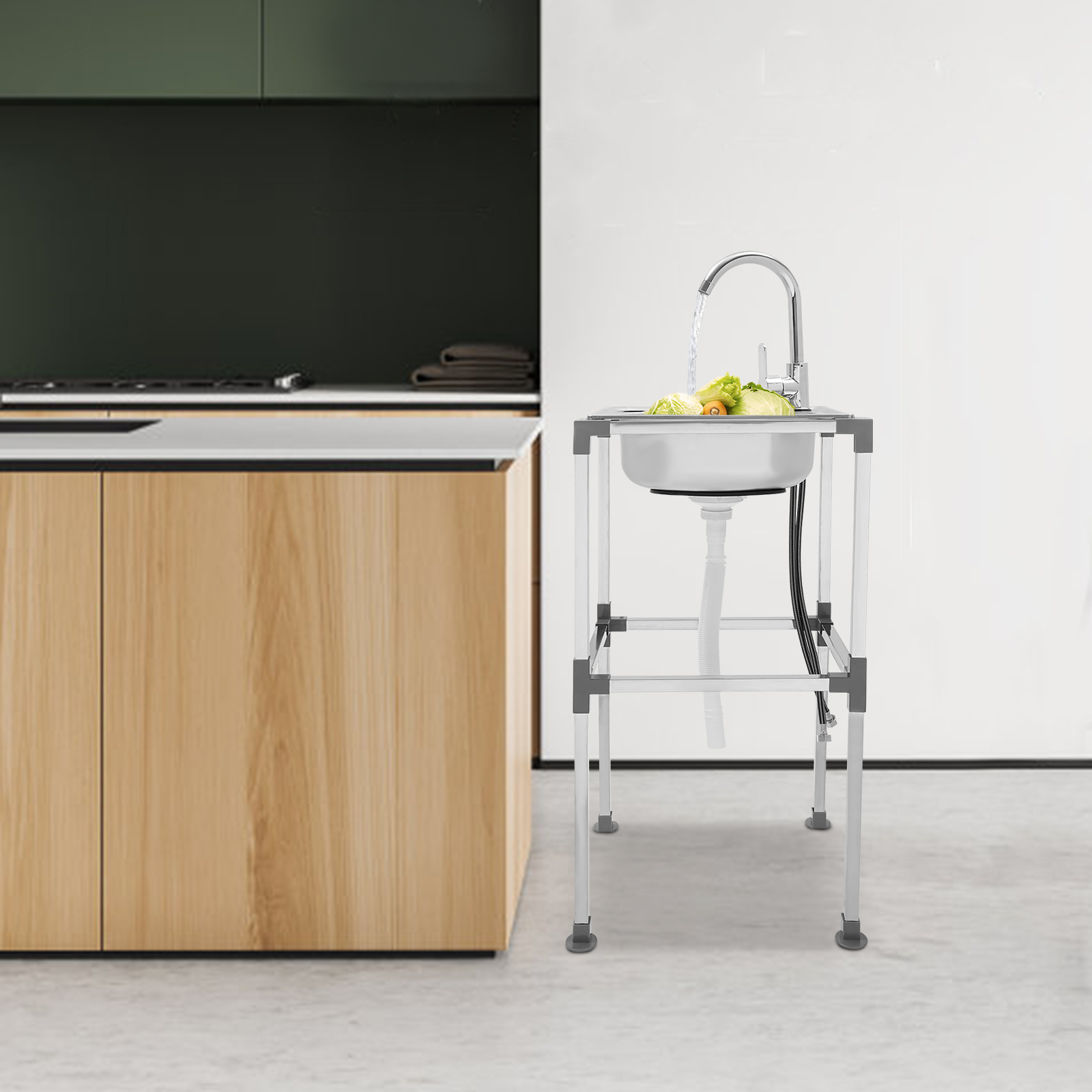 Image of Stainless Steel Sink, For Manual Washing And Cleaning Of Food, Fruits, And Vegetables, For Kitchens Homes, Bathrooms, Farms, Backyards, Garages, Laundries