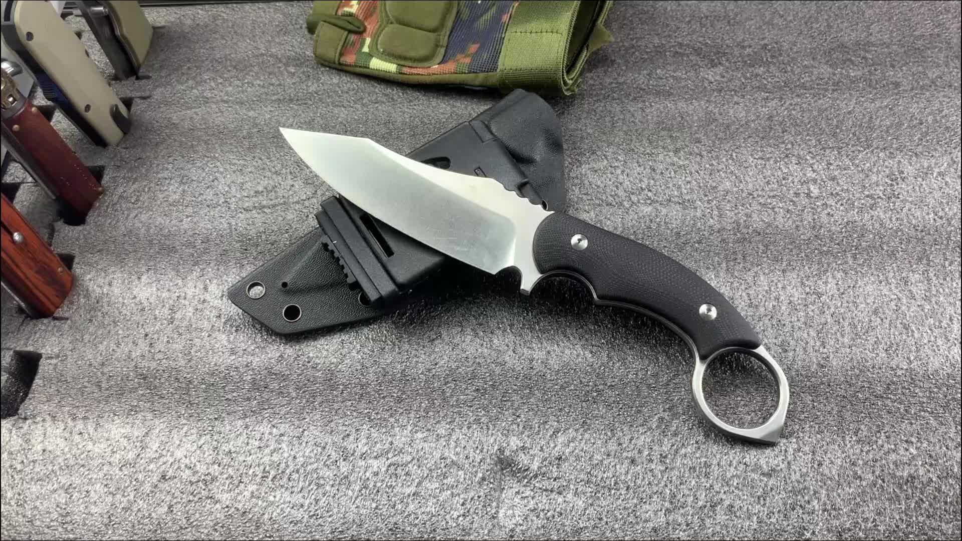 9.5 D2 Steel Outdoor Survival Fixed Blade Knife With Fire Starter Cor –  KCCEDGE