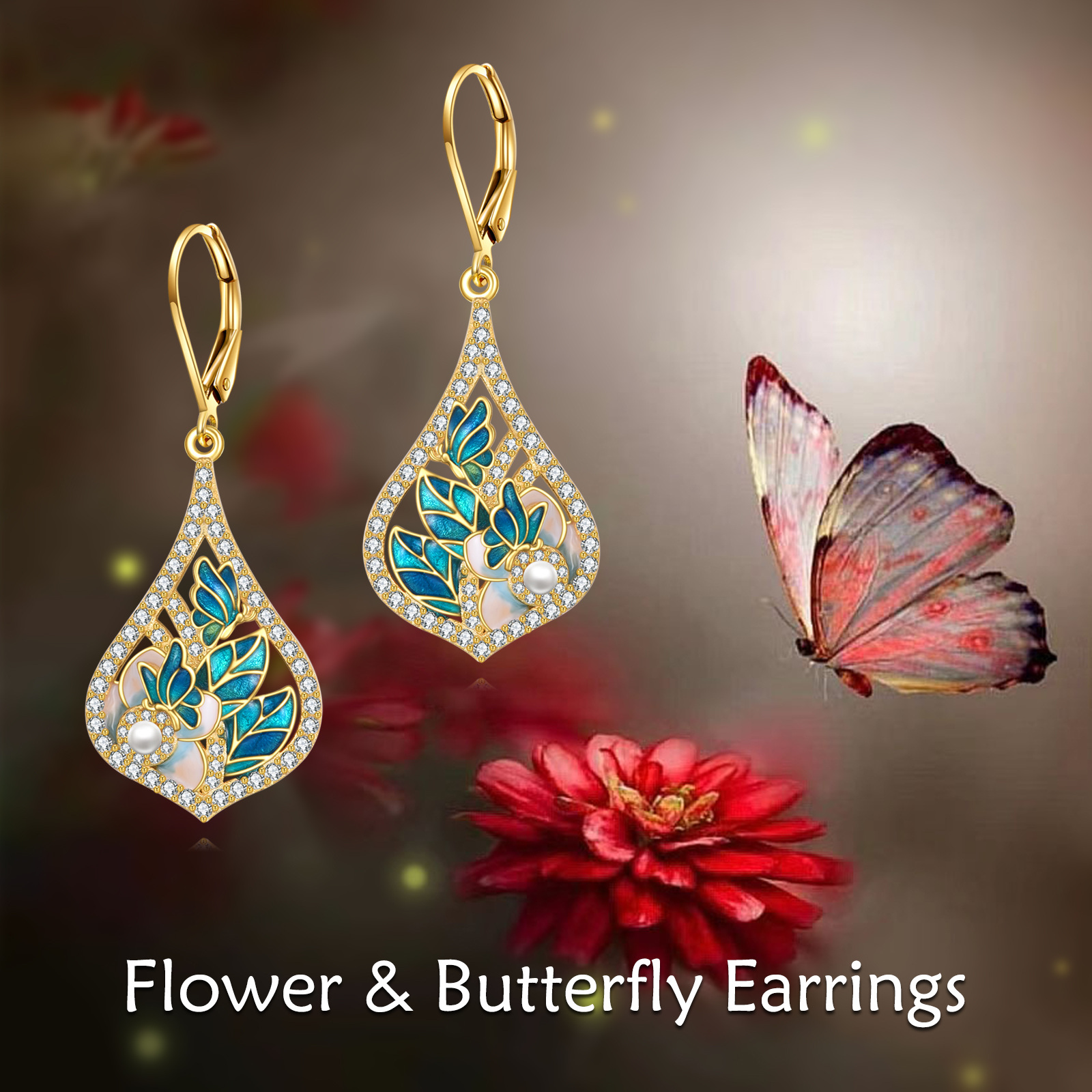 enamel flower earrings 925 sterling silvery   earrings for women   jewelry Product details 2