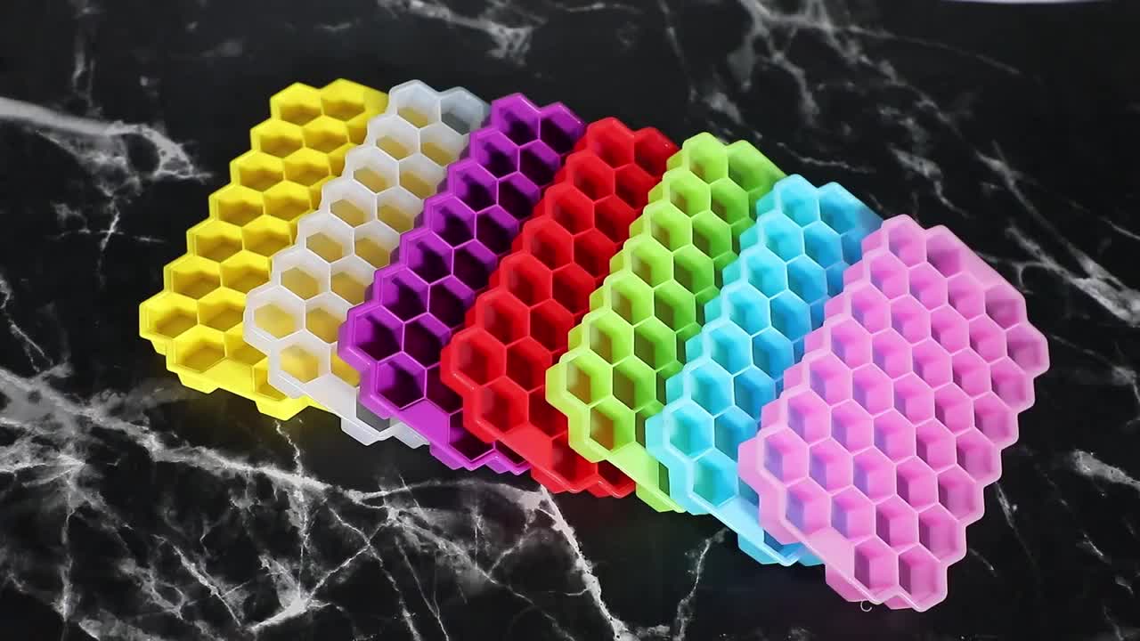 37 Cavidy Honeycomb Flexible Silicone Ice Cube Tray With Lid