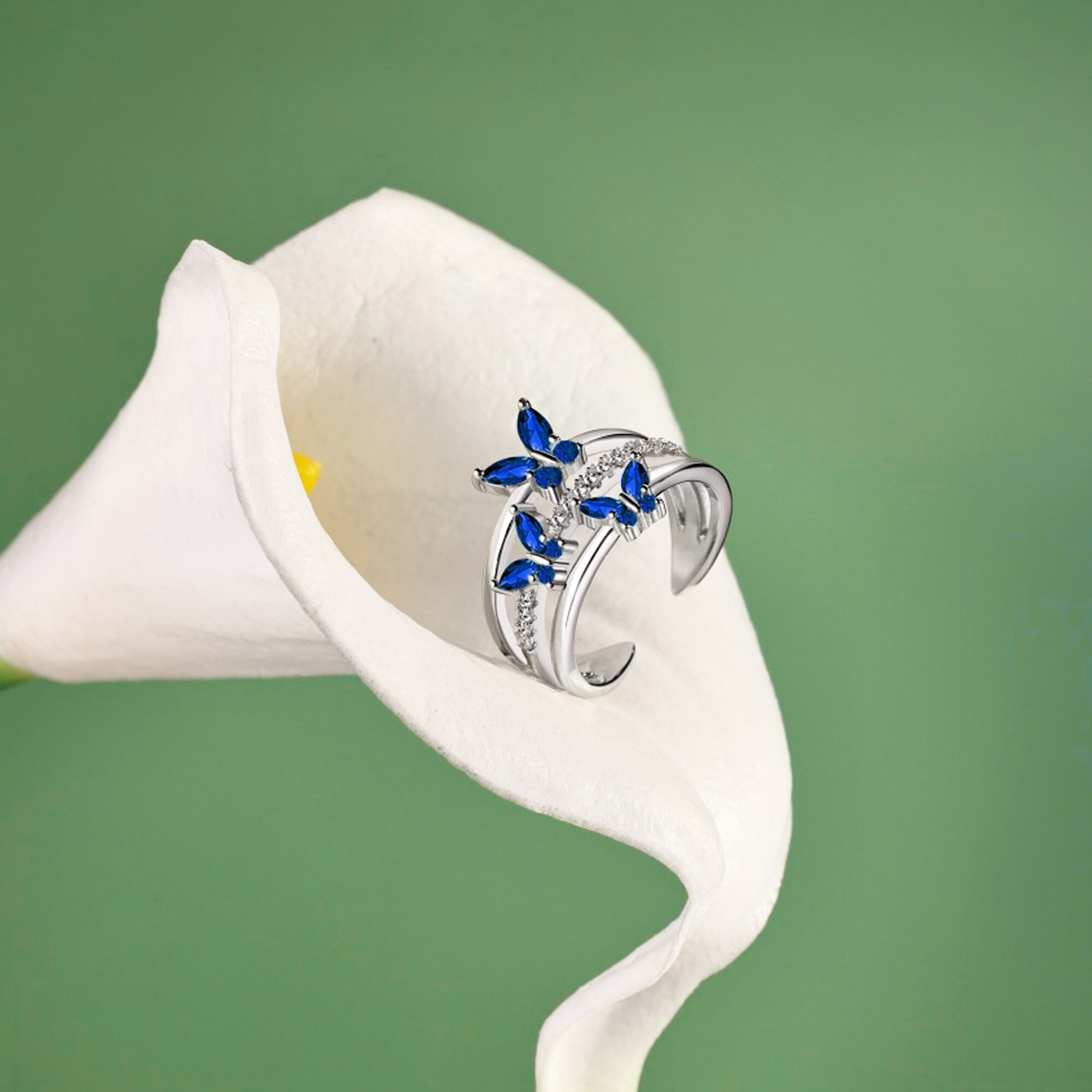 925 Sterling Silver Butterfly Ring Open Design Mother's Day Gift