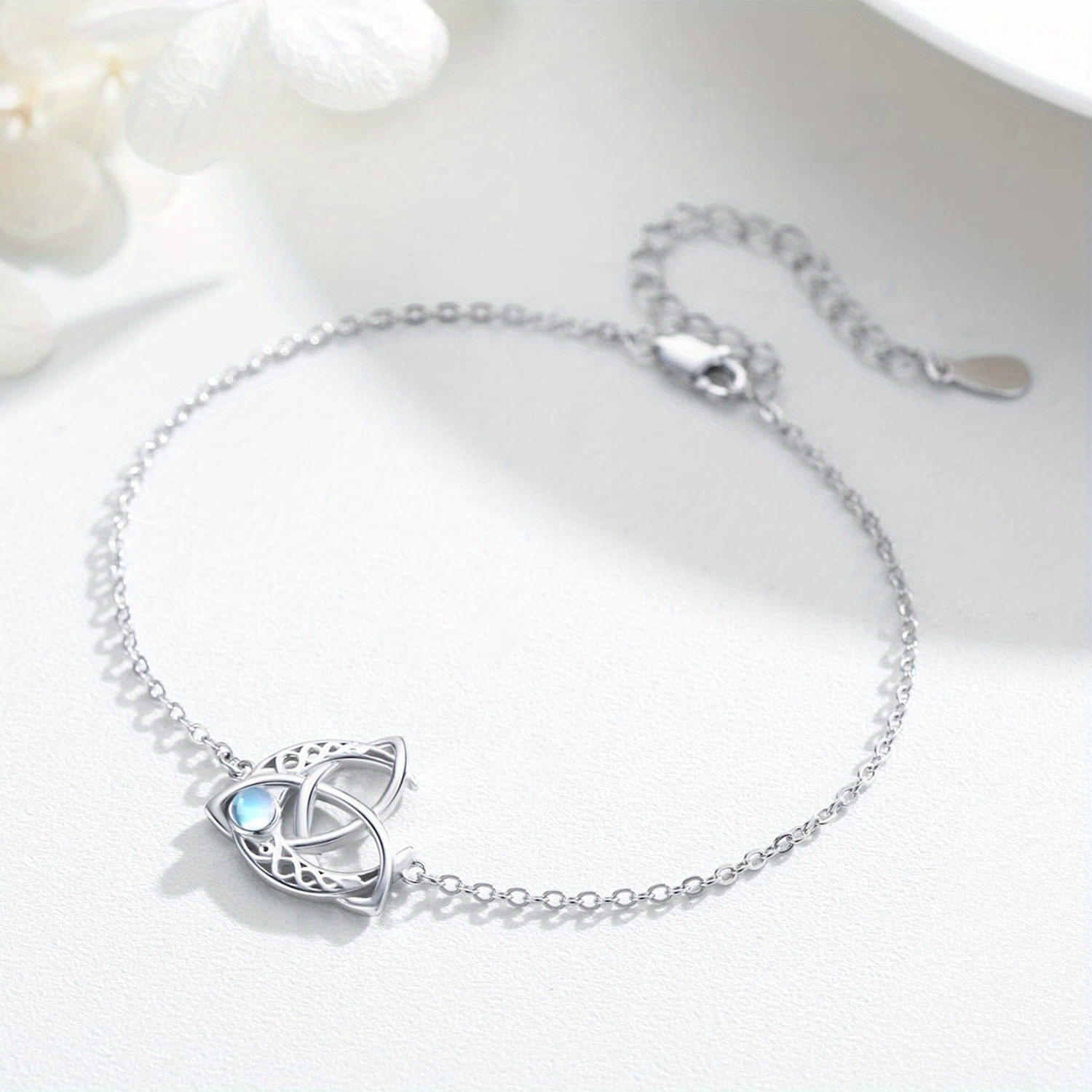 Moonstone Celtic Bracelet 925 Silver Knot Jewellery