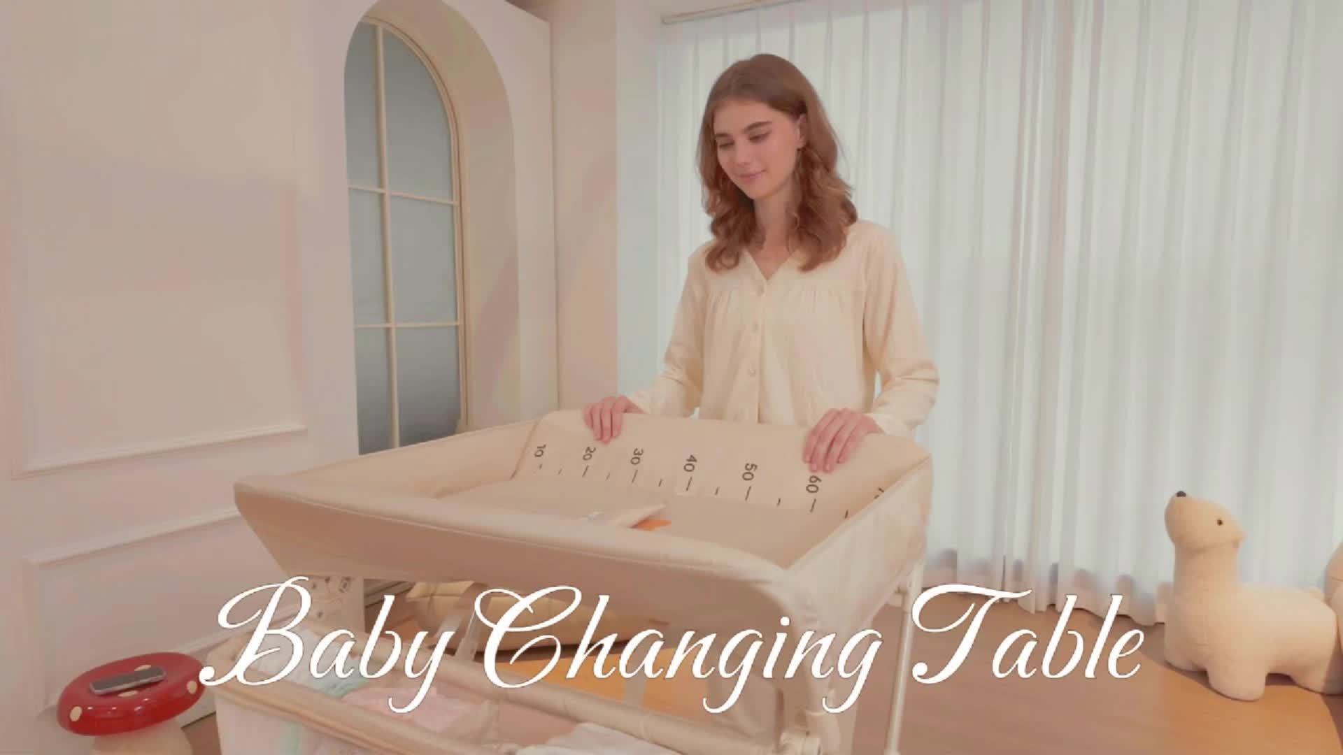 Portable Foldable Baby Changing Table with Wheels - Adjustable Height Nursery Organizer Station, Heavy-Duty Metal Foldable Diaper Changing Table with Storage Shelf, Hanging Rail & Side Basket for Nursery, Travel, for Infants & - Image 8
