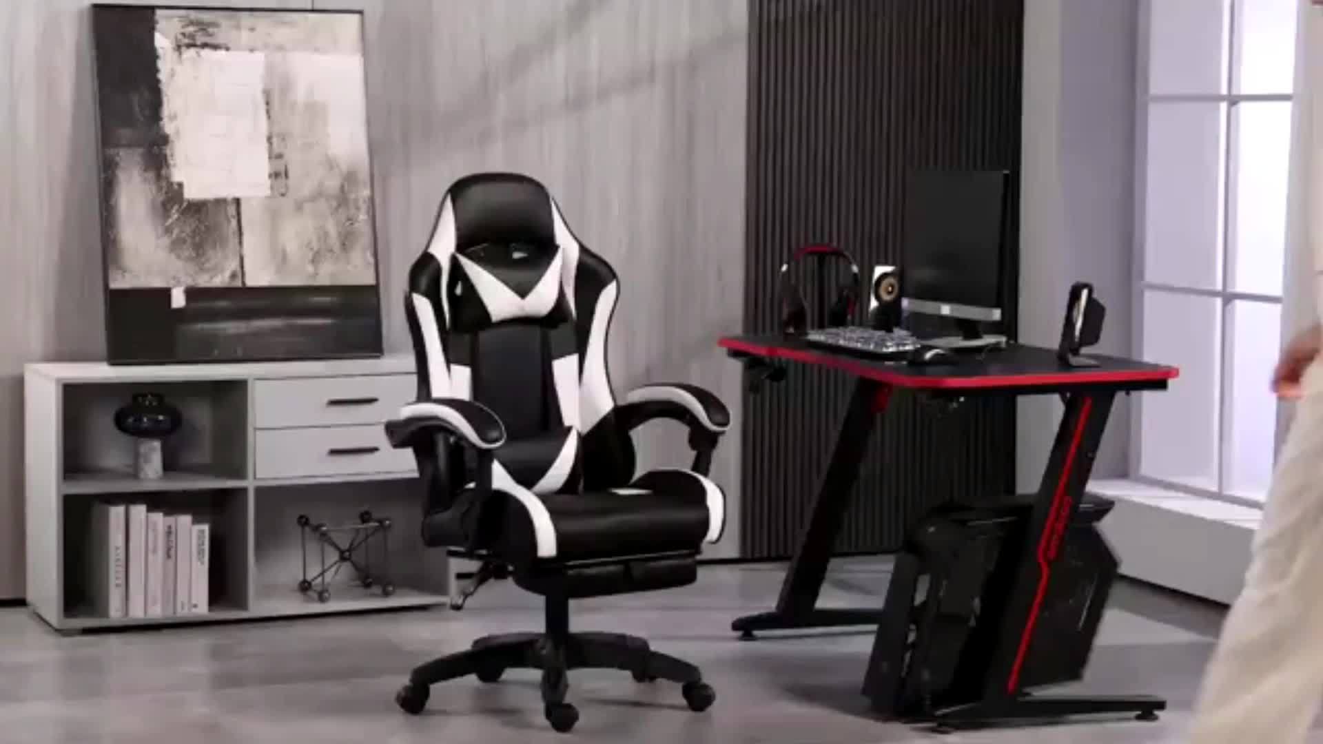 Ergonomische gamingstoel met voetensteun