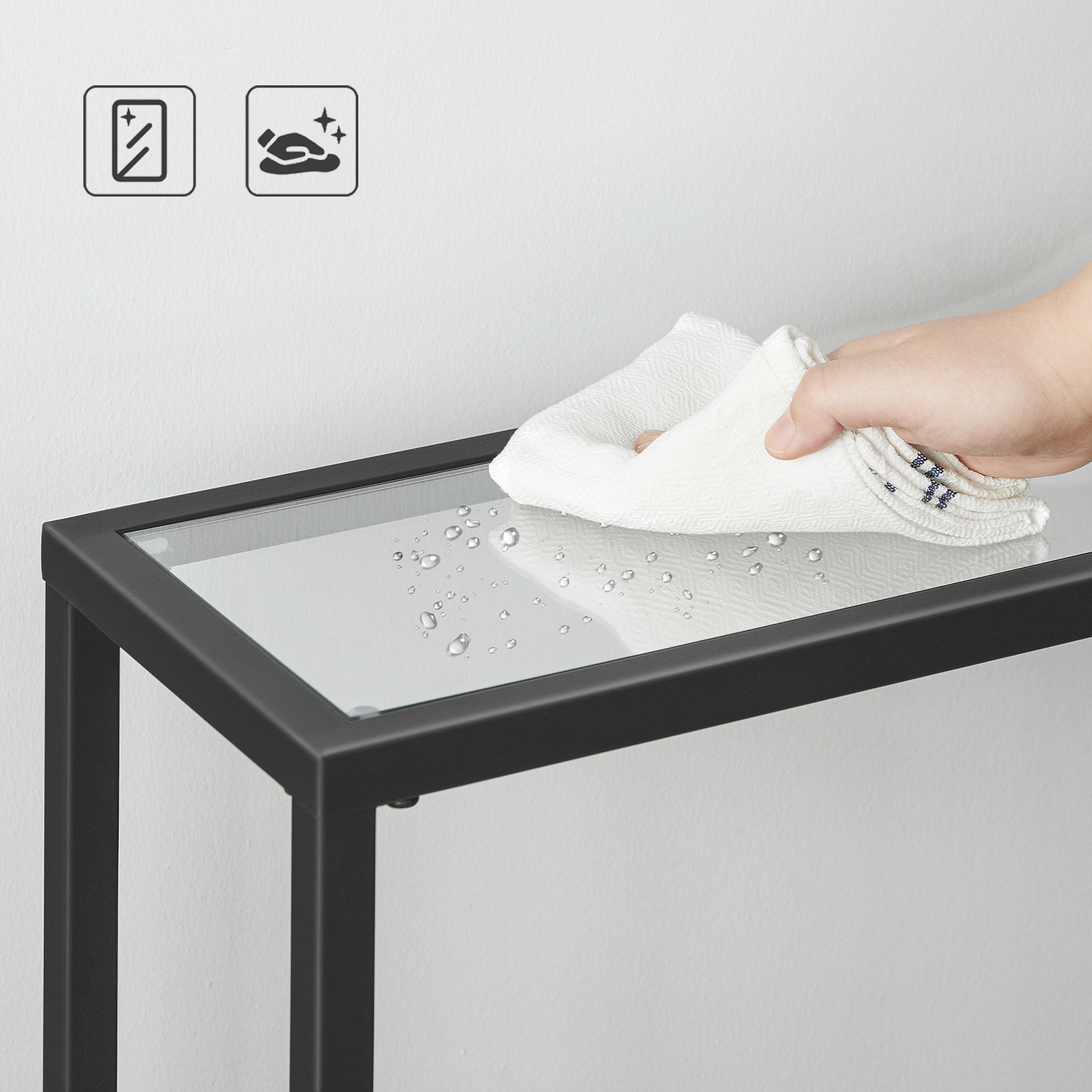 Modern Minimalist Entryway Table with Two-Tier Shelves