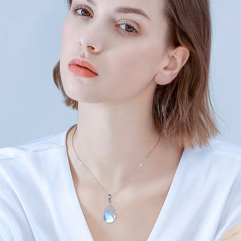 925 sterlingsilber anhänger mit mondstein – geburtstagsgeschenk für frauen und männer, zum erntedankfest Produktdetails 3