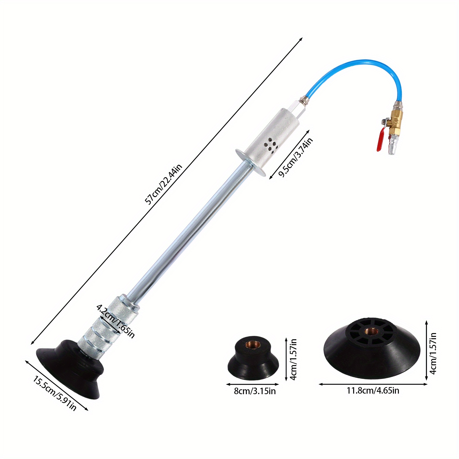 Image of Pneumatic Suction Cup Sheet Metal Tool Set, Air Suction Dent Puller, Ideal Gift, Suitable For Auto Repair Shops Or Diy To Repair Dents On Cars, Trucks, Vehicles, Etc, Steel, Silver, Without Battery