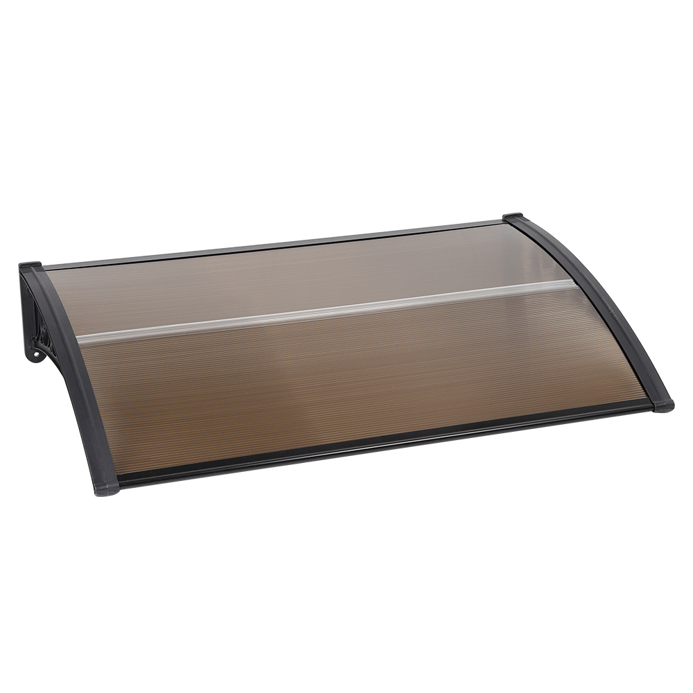 Front Door Awning, 80x120 Cm Arched Canopy, Polycarbonate, 5mm Roof, Pp Brackets, Brown Awning