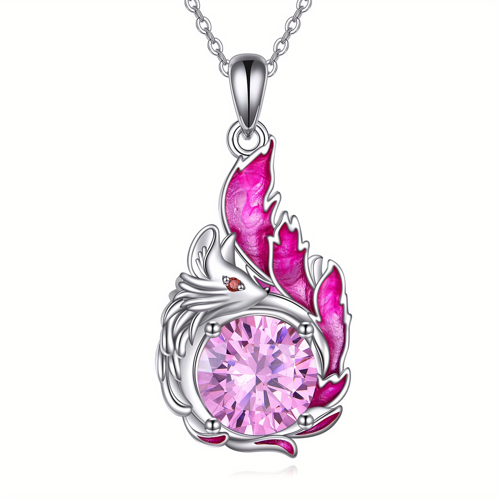 Sterling Silver 925 Fox Pendant Necklace For Women, Crystal Animal Jewelry, Perfect Mother's Day Gift