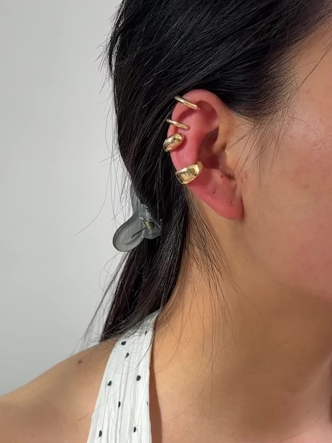 Boho Style Hoop Earrings Set Geometric C Shaped Alloy No Piercing Needed