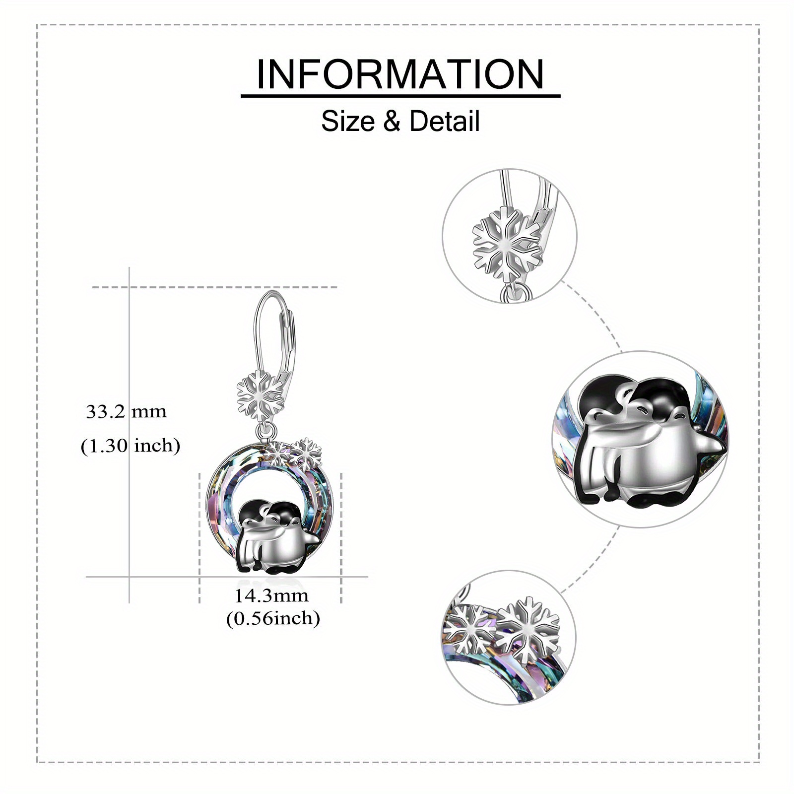Women's Sterling Silver Penguin Earrings, Cute Gift
