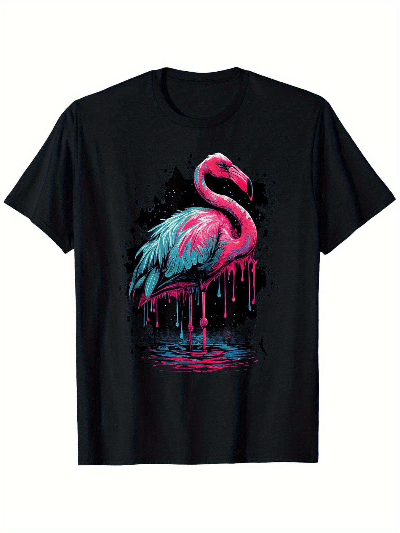 mens trendy flamingo print tshirt soft round neck tee vibrant     casual loose fit for casual attire sizes sxxxl     trendy ts