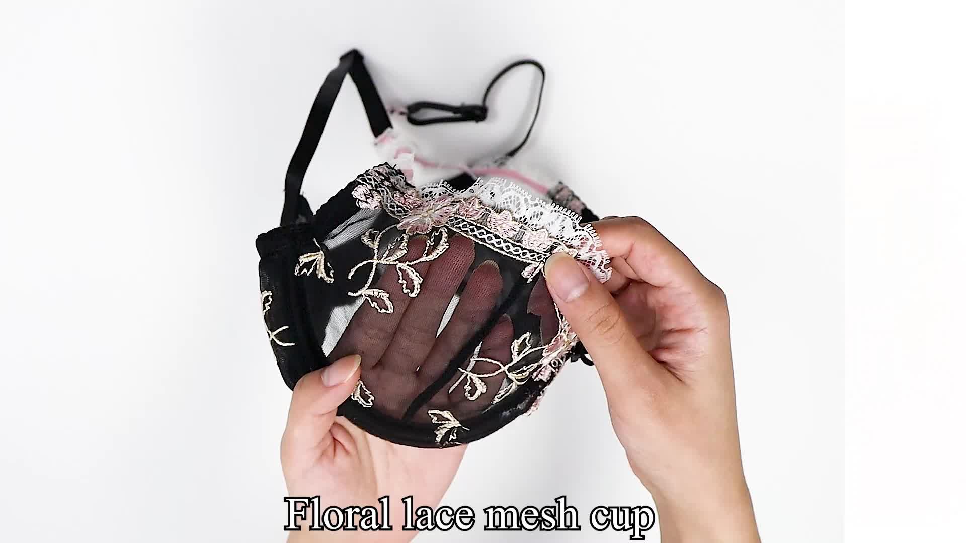 New Ladies Pretty Floral Lace Padded Push Up Bra 36D-42DD