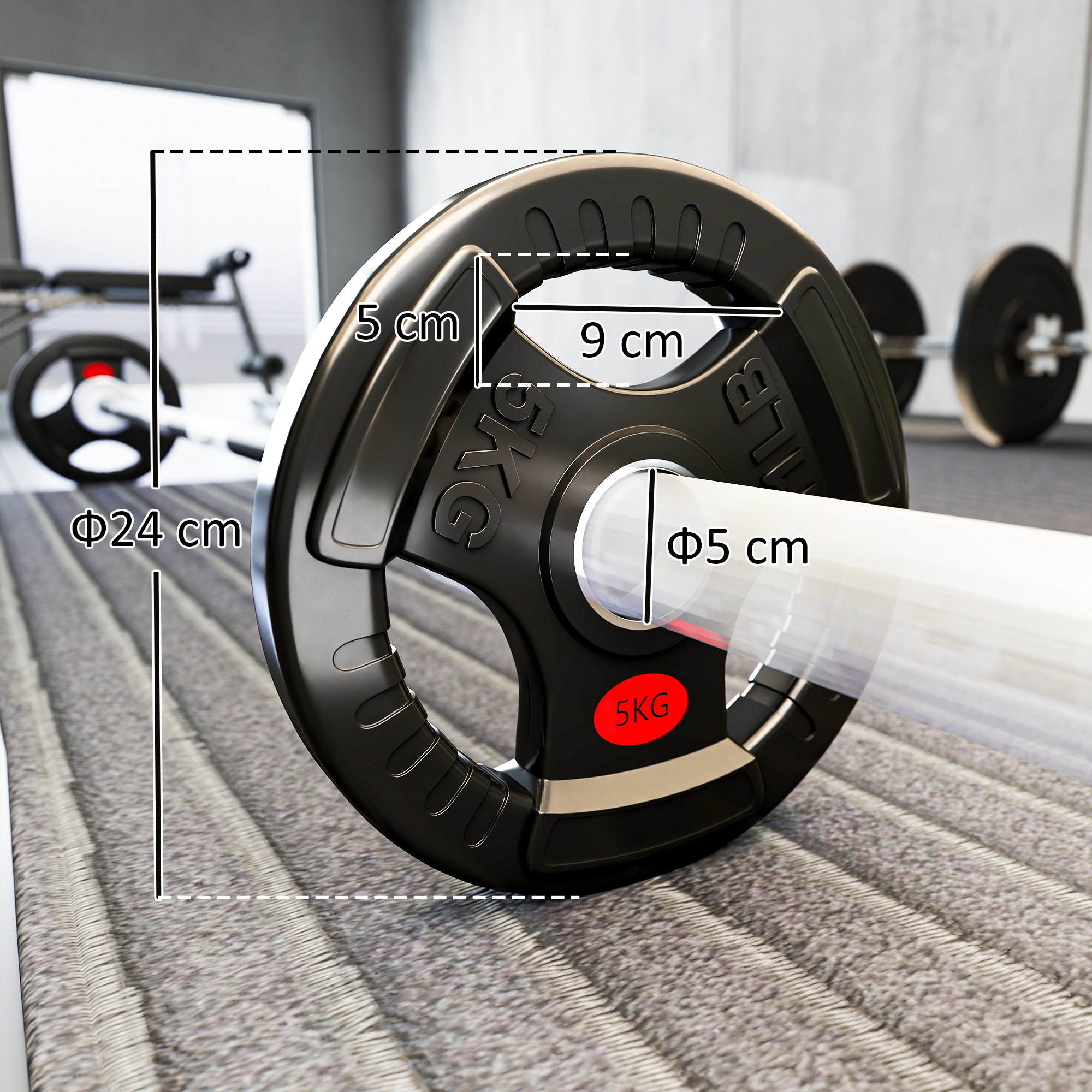 Dumbbell Set with Olympic Weight Plates 2x5kg Steel Core