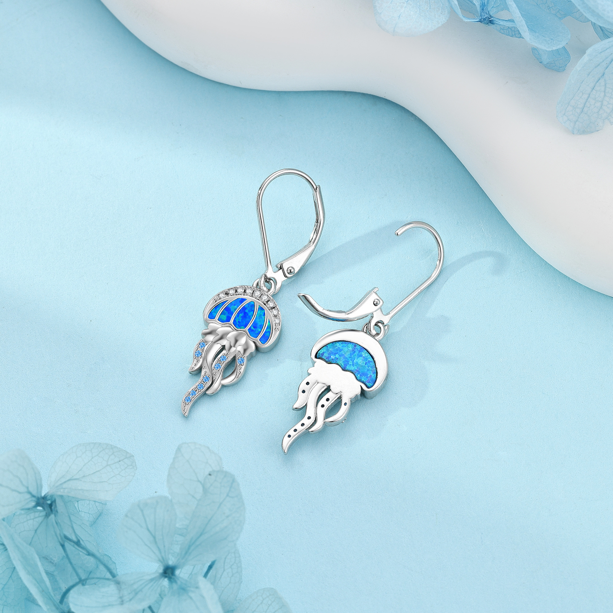 Women's 925 Sterling Silver Jellyfish Dangle Earrings