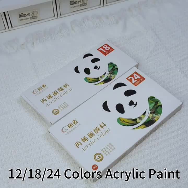Set of Acrylic Paints with Rich Pigments, Waterproof, Portable, Available in 12, 18, or 24 Colors, 5 ml Each for Crafts, Canvas, Wood, and M