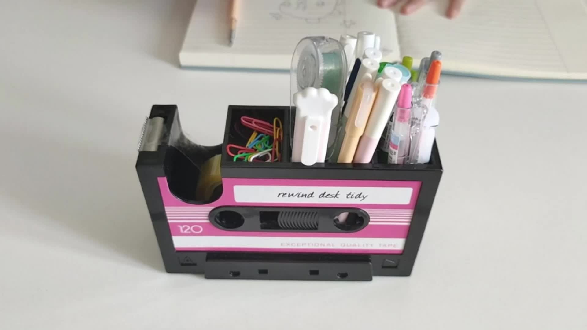 Retro Cassette Adhesive Tape Pen Holder Case, Office Stationery Storage  Box, Plastic Pencil Case Desk Tidy Creative Organizer, for Storing Pen  Pencil