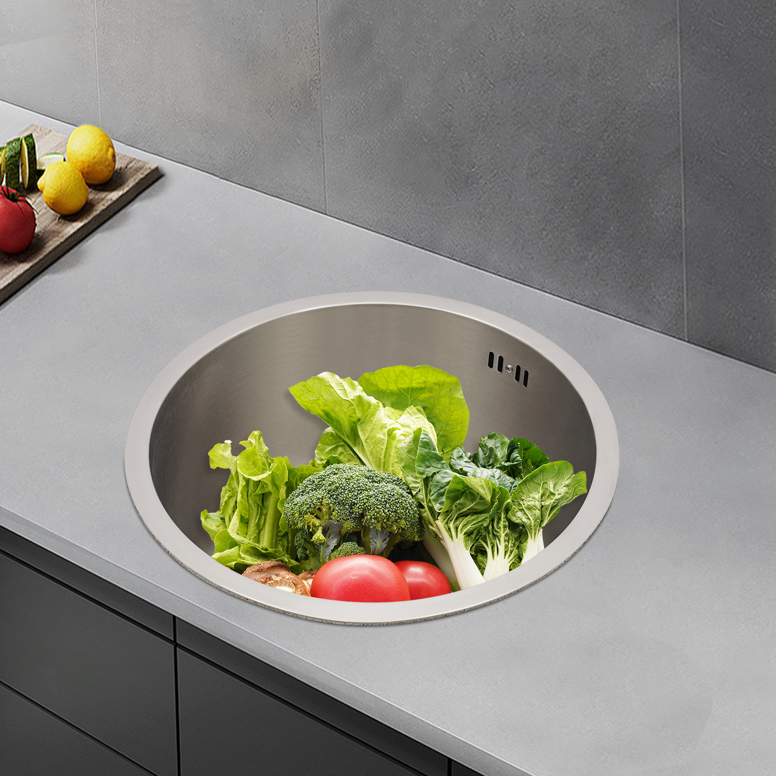 TEMU Lavello da cucina in acciaio inossidabile da 41 cm - Lavabo salvaspazio per aree di preparazione alimentare compatte (183)