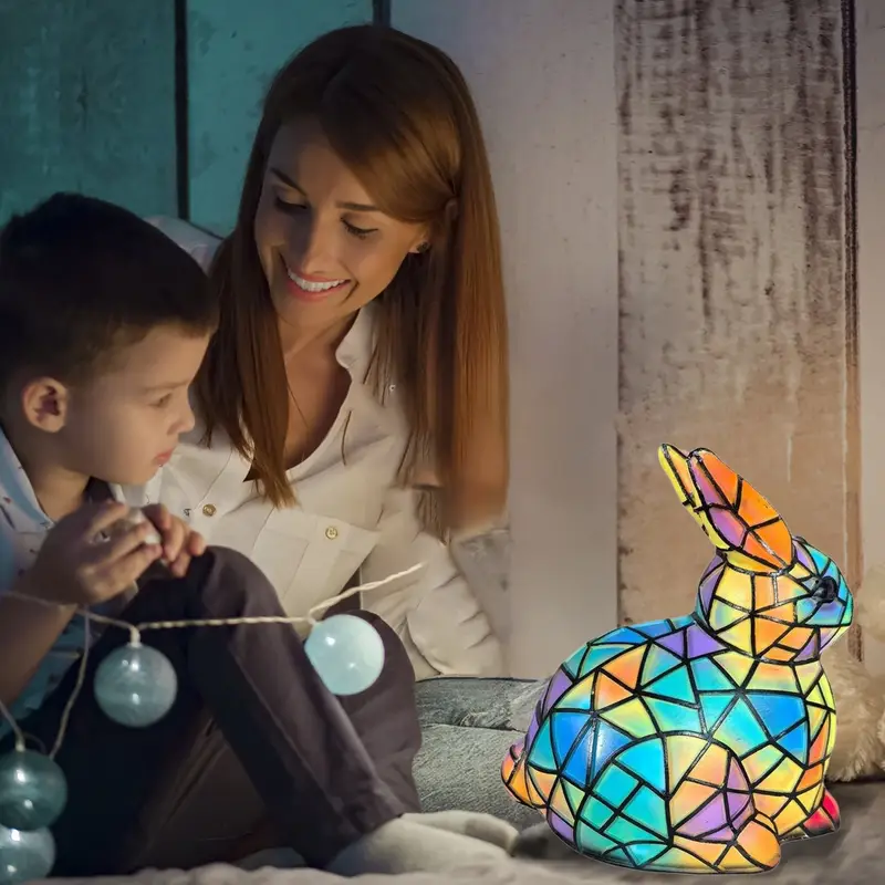 cute rabbit night light resin bedroom lamp living room decor study ambient lighting Product details 0