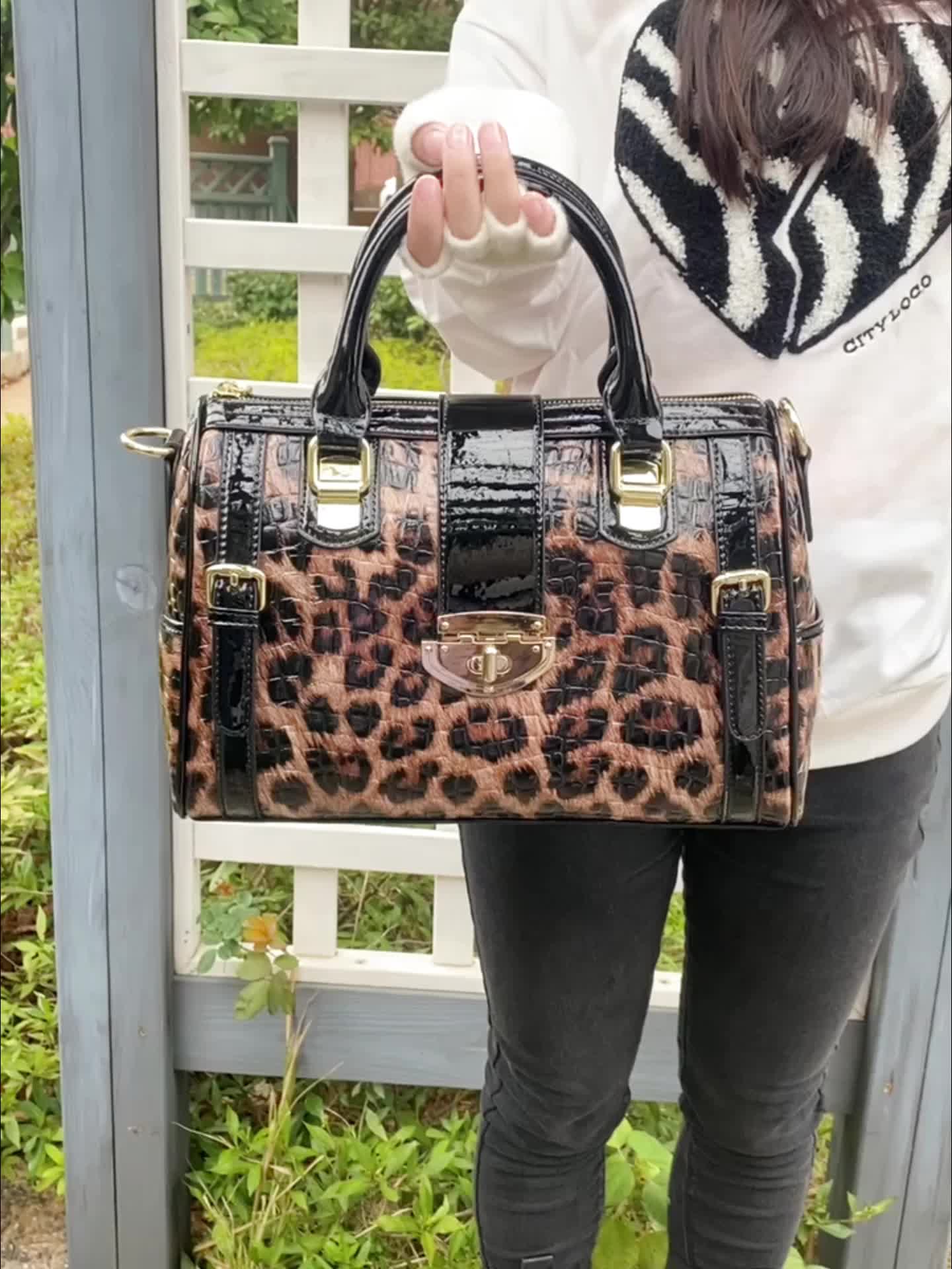 Leather animal print discount bag