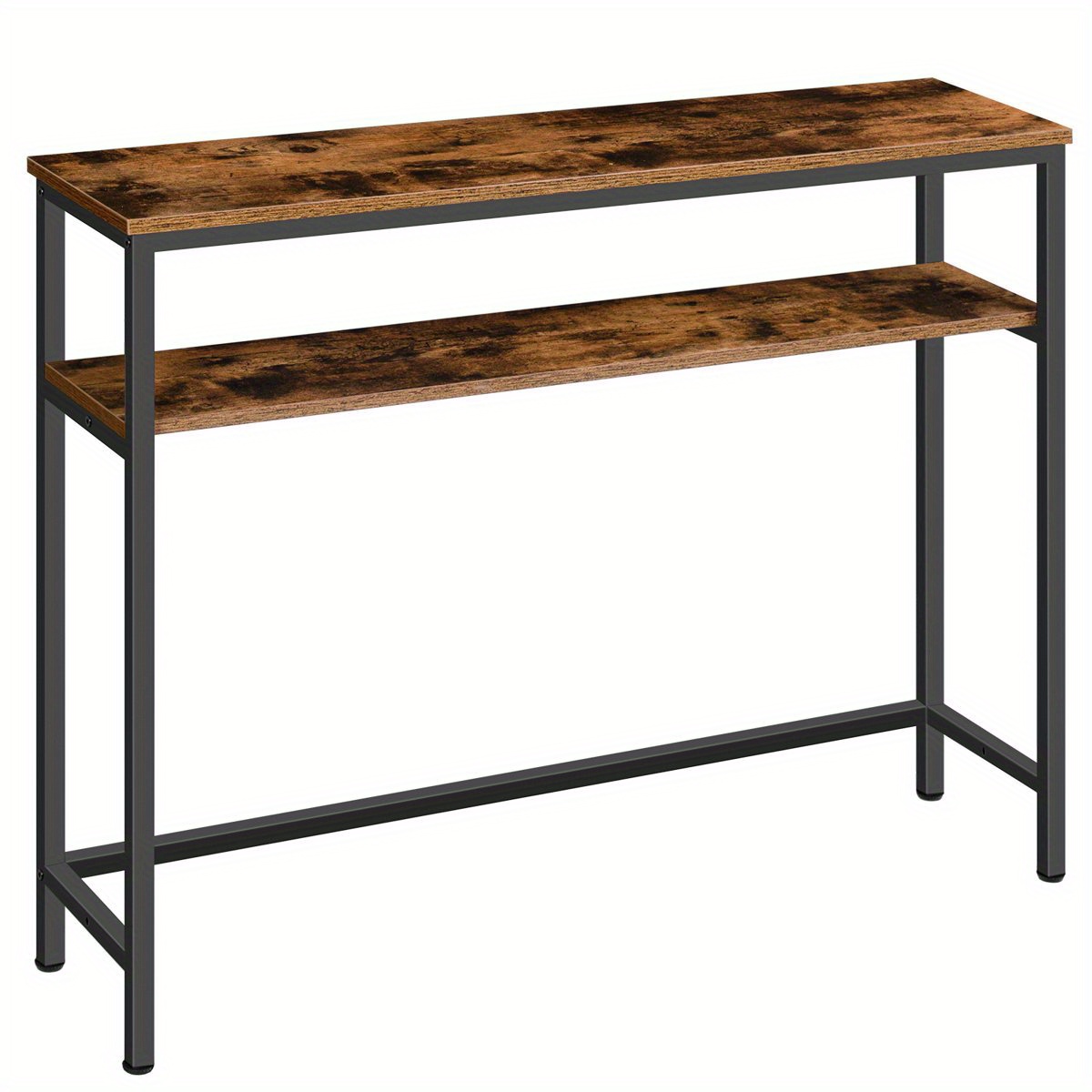 TEMU Rustic Brown, 80cm Slim Console Table, Hallway Table With Adjustable Shelf, 2 Tier Slim Sofa Table With Storage Shelf, For Living Room, Hallway,