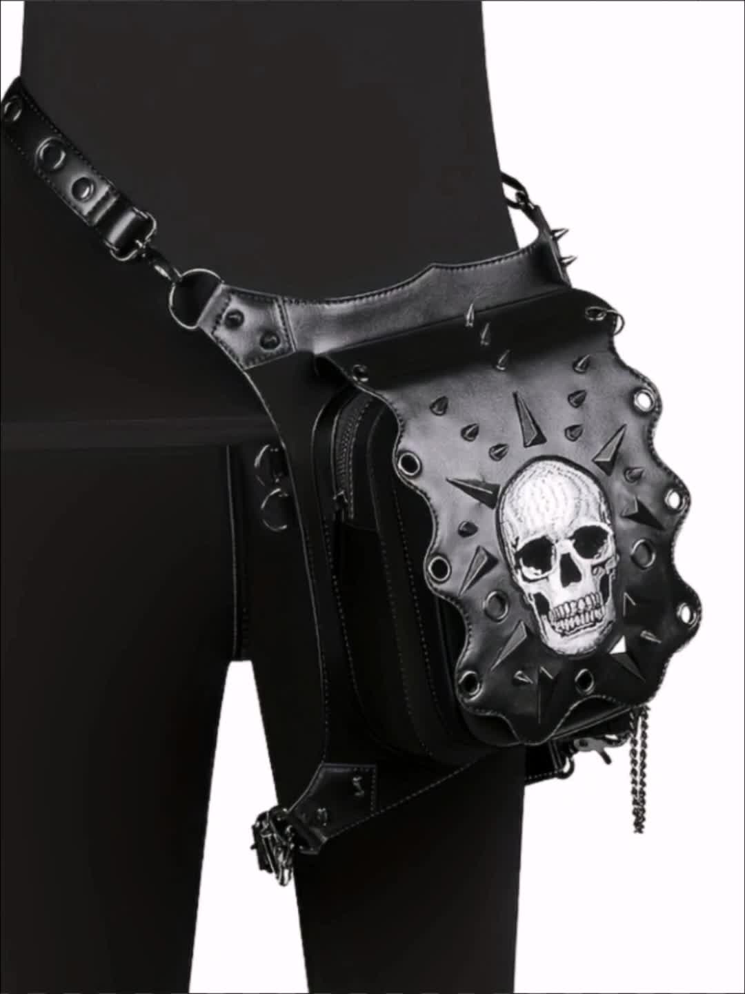 Halloween Skull Embossed Waist Bag, Gothic Chain Decor Fanny Pack,  Steampunk Chest Crossbody Bag - Temu Bulgaria