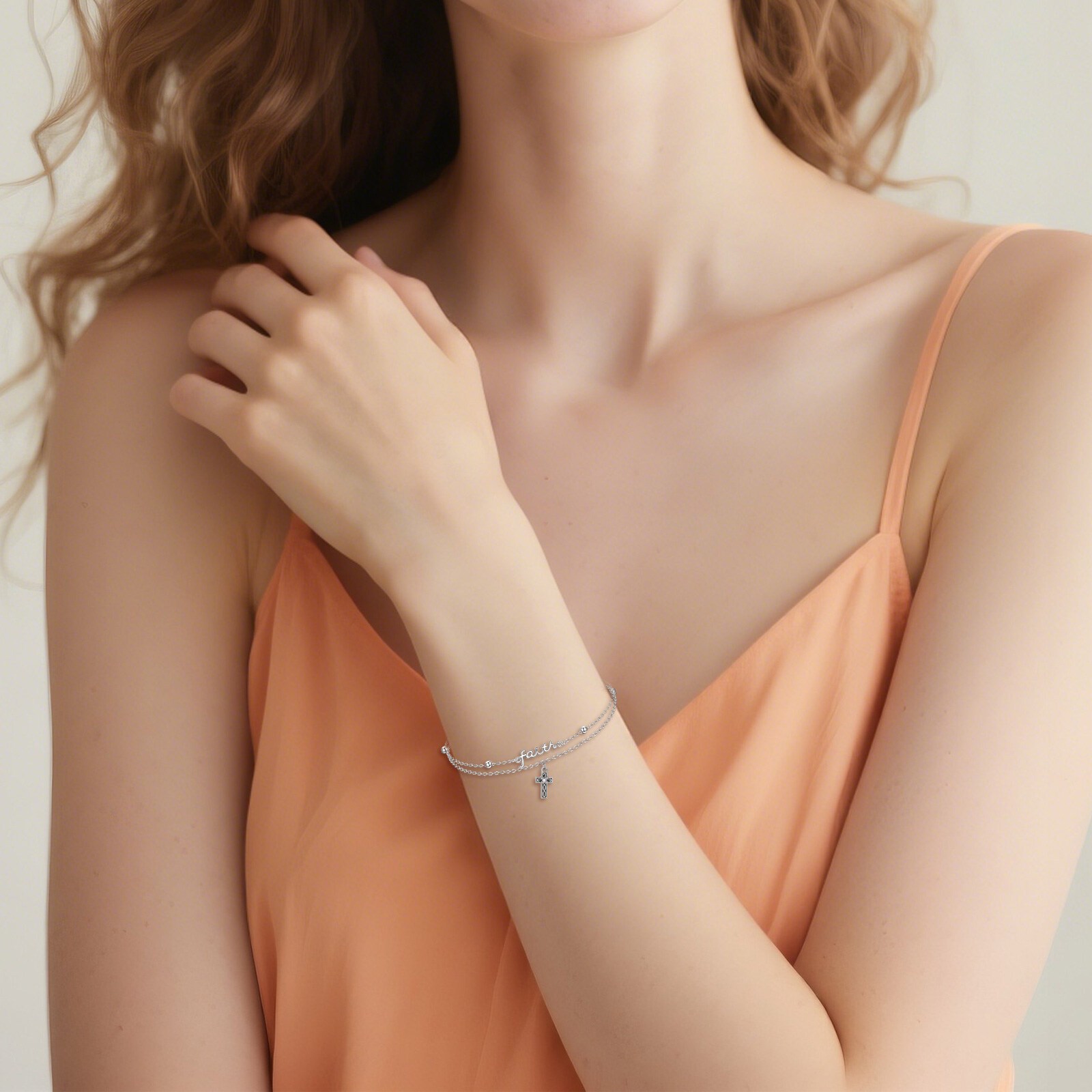 925 Sterling Silver Cross Bracelet for Women