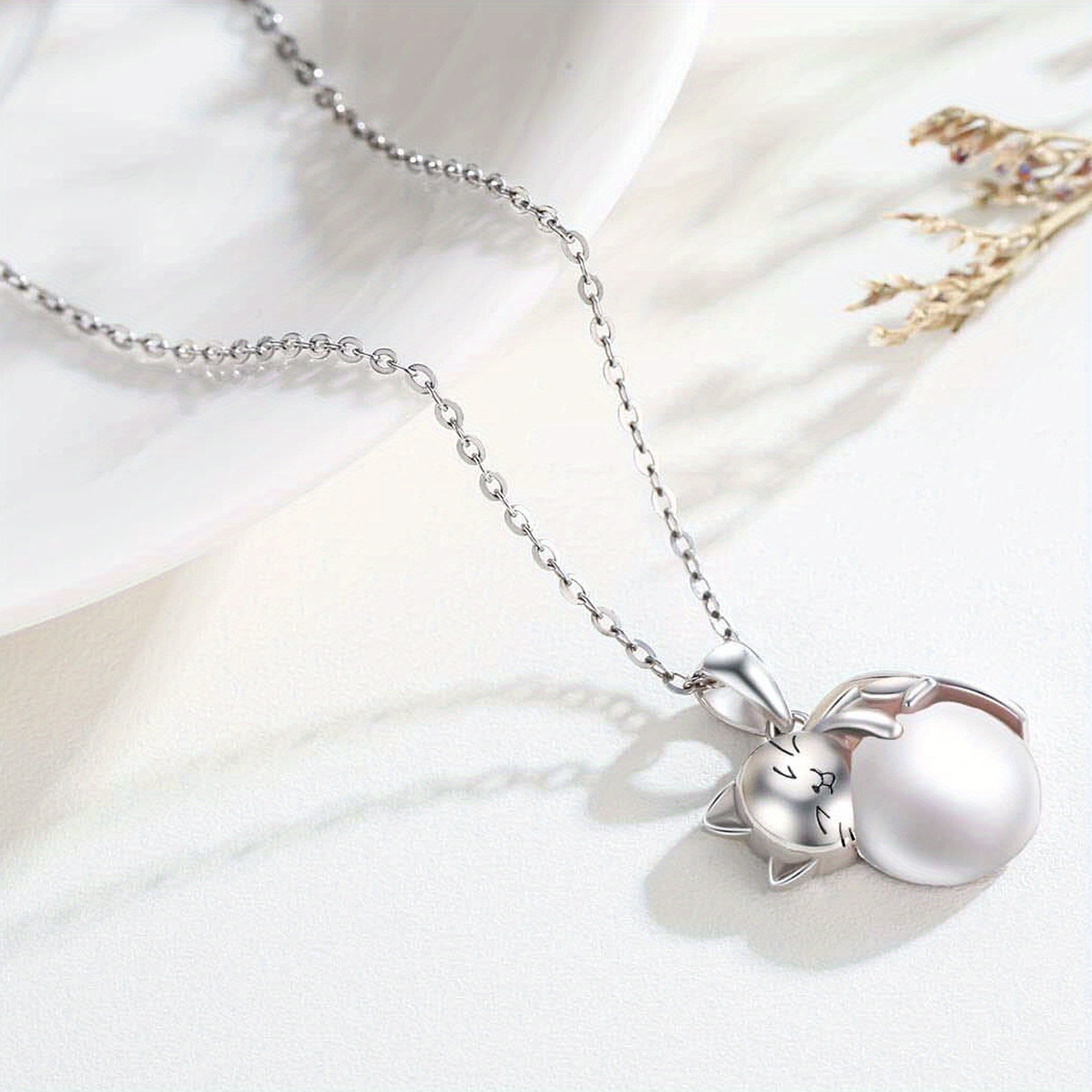 Women's Cat Pendant Necklace, 925 Sterling Silver, Gift for Her